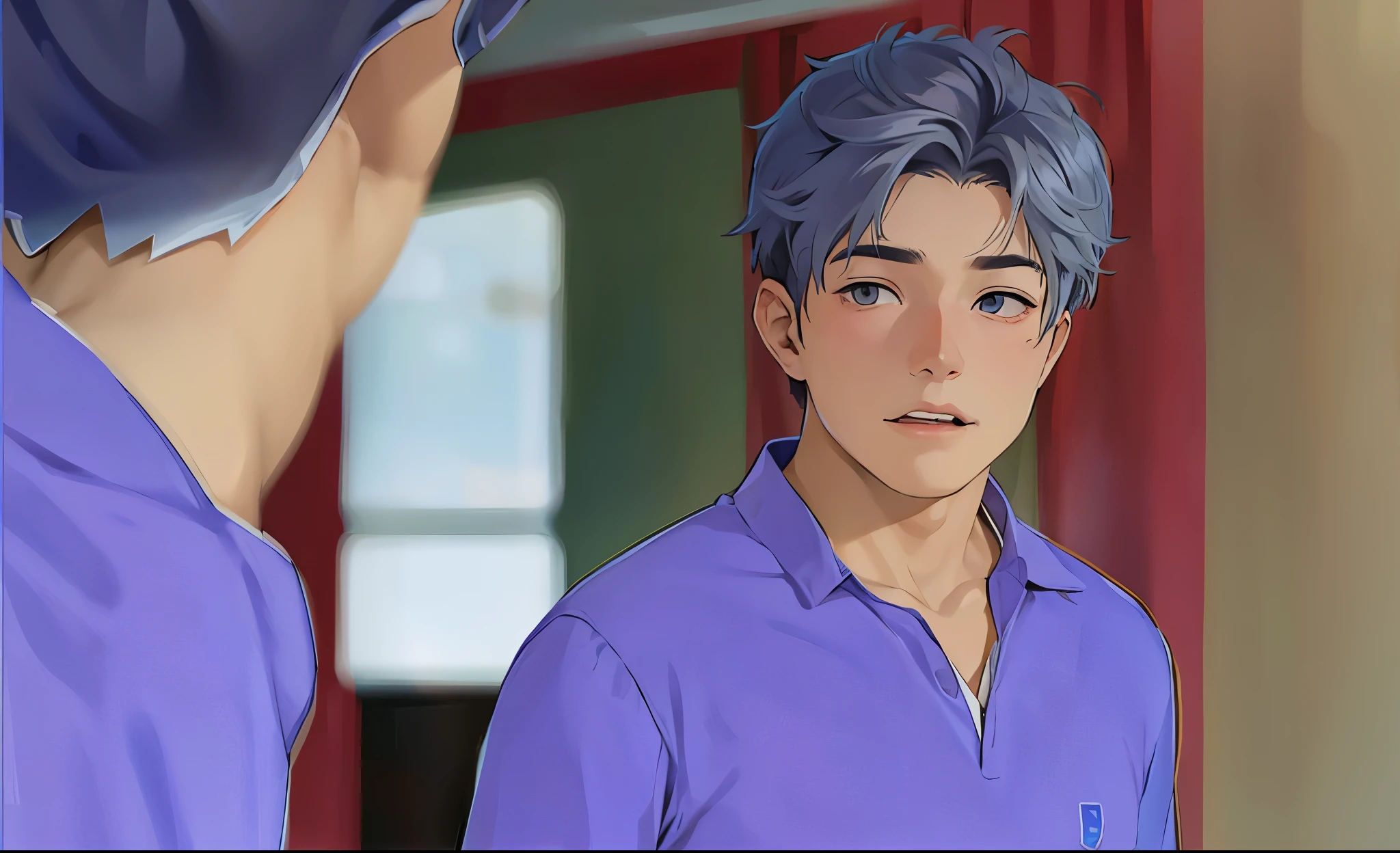 cute boy gray hair. le hablaa alguien
