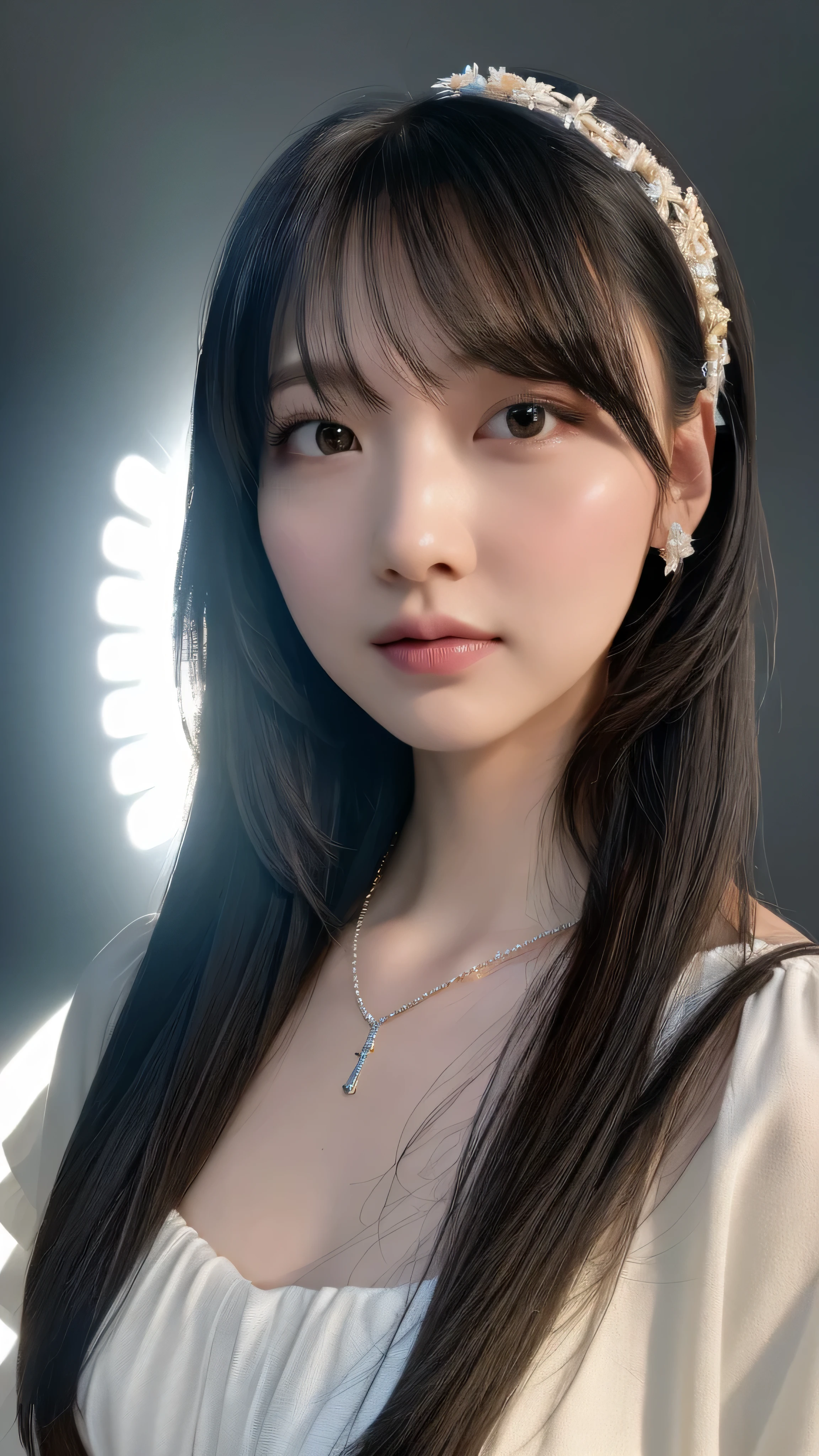 最high quality, masterpiece, High resolution, 1 girl, porcelain dress, hair accessory, necklace, jewelry, beautiful face, physically, Tyndall effect, realistic, Dark studio, rim lighting, Duotone lighting, (high detail skin: 1.2), 8k uh, Digital single-lens reflex camera, soft light, high quality, volume light, Voyeurism,