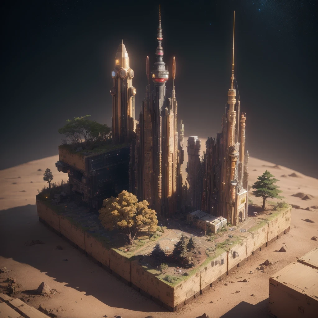 6598年Mars realistic model, (bifurcation, original photo, best quality, masterpiece:1.4),SteampunkCyberpunk6820 City,(CyberpunkMars light:1.3), Mars (related to land),(in a small nature box:1.3),Isometric, small nature, landscape on foundation,landscape,