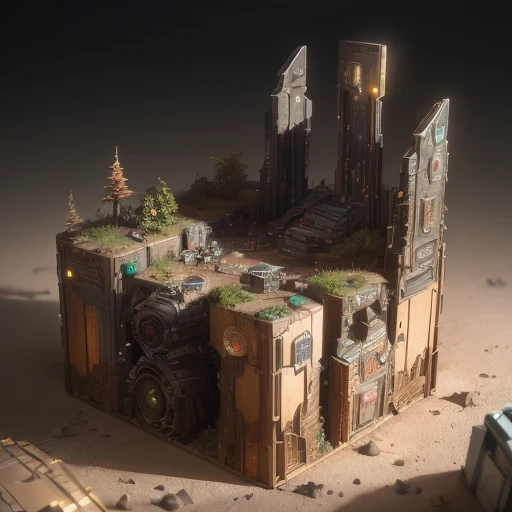 6598年Mars realistic model, (bifurcation, original photo, best quality, masterpiece:1.4),SteampunkCyberpunk6820 City,(CyberpunkMars light:1.3), Mars (related to land),(in a small nature box:1.3),Isometric, small nature, landscape on foundation,landscape,