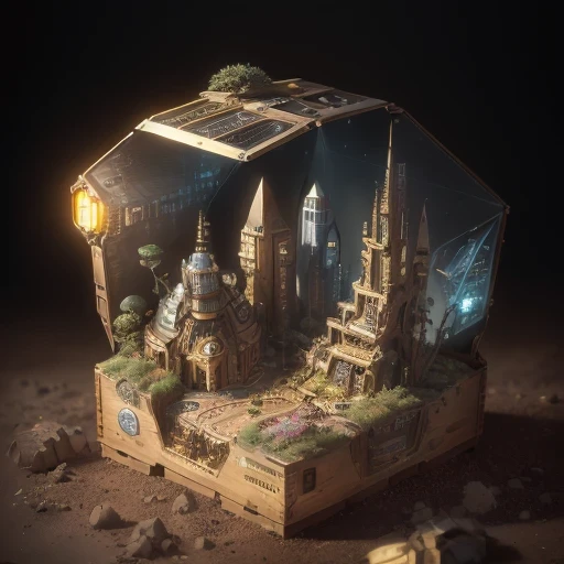 6598年Mars realistic model, (bifurcation, original photo, best quality, masterpiece:1.4),SteampunkCyberpunk6820 City,(CyberpunkMars light:1.3), Mars (related to land),(in a small nature box:1.3),Isometric, small nature, landscape on foundation,landscape,