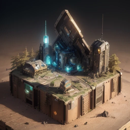 6598年Mars realistic model, (bifurcation, original photo, best quality, masterpiece:1.4),SteampunkCyberpunk6820 City,(CyberpunkMars light:1.3), Mars (related to land),(in a small nature box:1.3),Isometric, small nature, landscape on foundation,landscape,