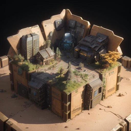 6598年Mars realistic model, (bifurcation, original photo, best quality, masterpiece:1.4),SteampunkCyberpunk6820 City,(CyberpunkMars light:1.3), Mars (related to land),(in a small nature box:1.3),Isometric, small nature, landscape on foundation,landscape,