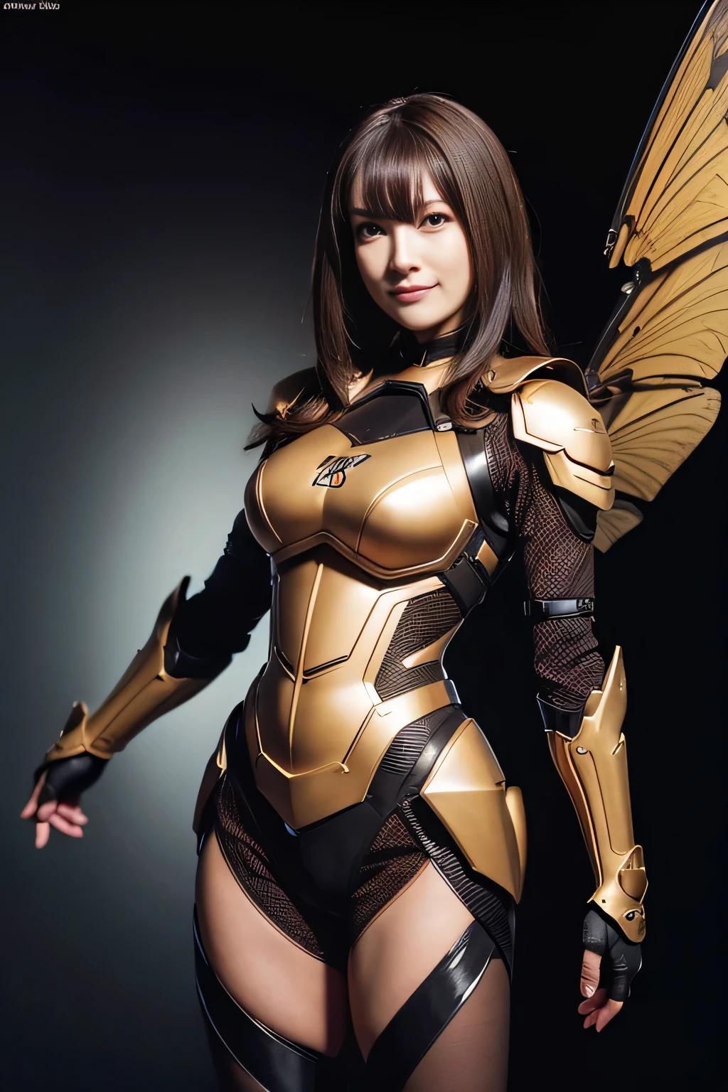 (high resolution,masterpiece,best quality,extremely detailed CG, anime, official art:1.4), realistic, photo, amazing fine details, all intricate, gloss and shiny,awesome many layers, 8k wall paper, 3d, sketch, kawaii, illustration,( solo:1.4), perfect female proportion,villainess, (fusion of dark brown cockroach and lady:1.4), (brown cockroach form lady:1.2), (brown cockroach lady:1.2), (fusion:1.2), (solo:1.4), (evil smile:1.2), muscular, abs, (cockroach brown exoskeleton bio insect suit:1.4), (cockroach brown exoskeleton bio insect armor:1.2), (brown transparency cockroach wing:1.4), (brown cockroach antennae:1.3),