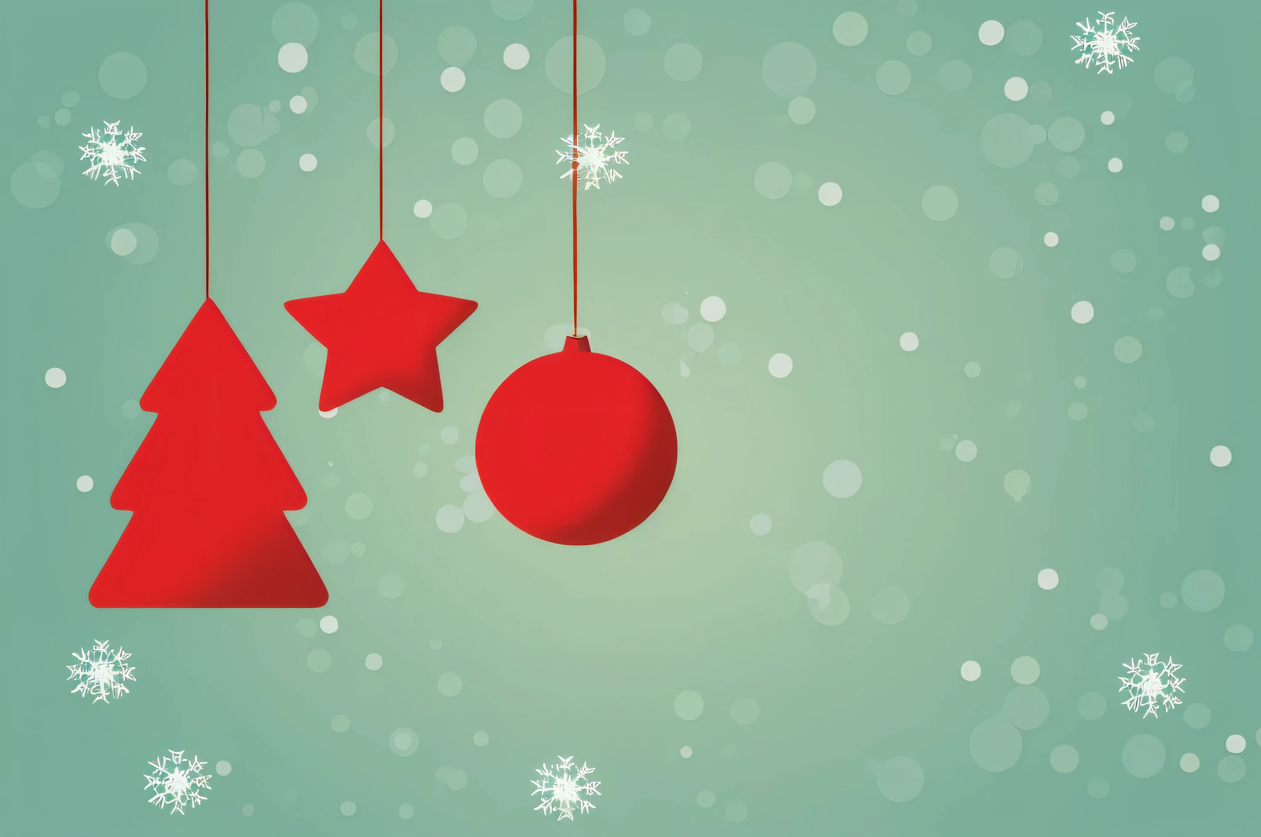 there are three red christmas ornaments hanging from a string, illustration”, holiday season, ornaments, decorations, simple illustration, holiday, on simple background, christmas, background artwork, reduced minimal illustration, decorated ornaments, created in adobe illustrator, header text”, merry, falling star on the background, festive, simple background, star, cartoonish and simplistic, illustration!, stars