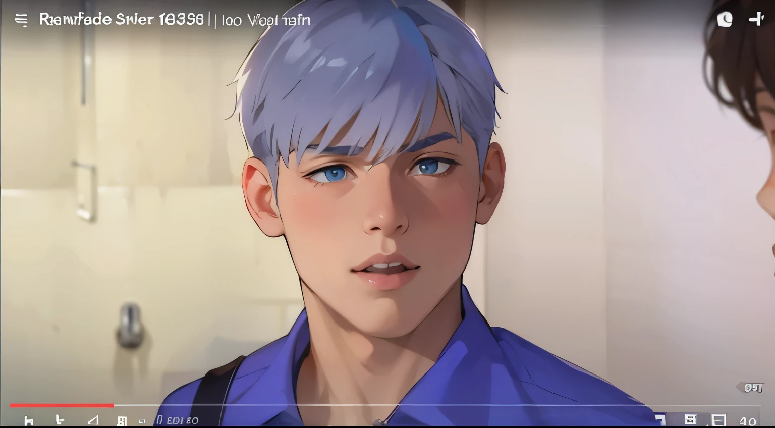 cute 16 year old boy hair color big blue eyes, cabello de color gris esta inseguro nervioso