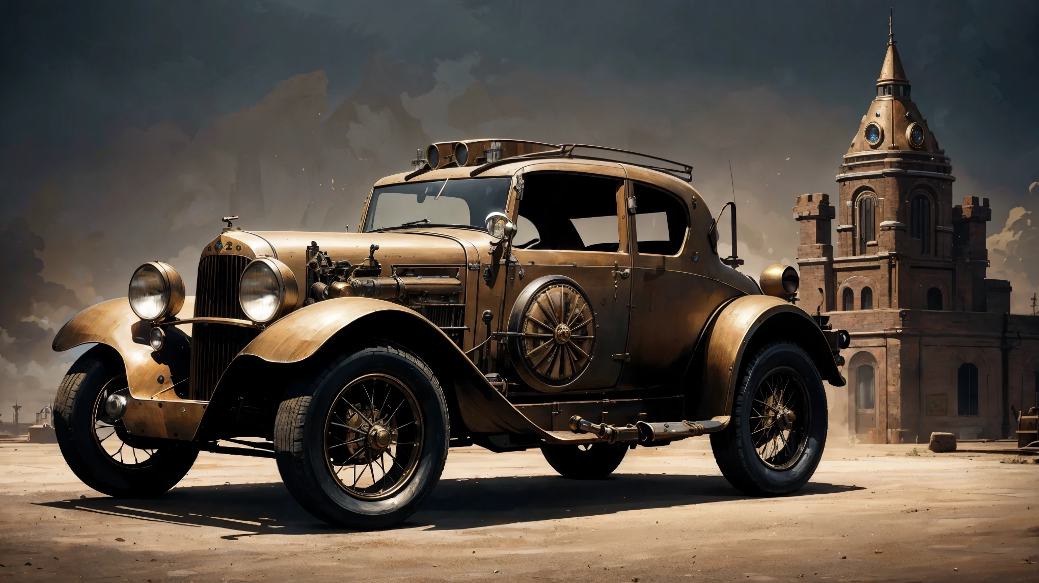 (Masterpiece,32K resolution), best quality, create a steampunk race car, design sheet, subtly illuminate, art behance,Surreal..cute00d
