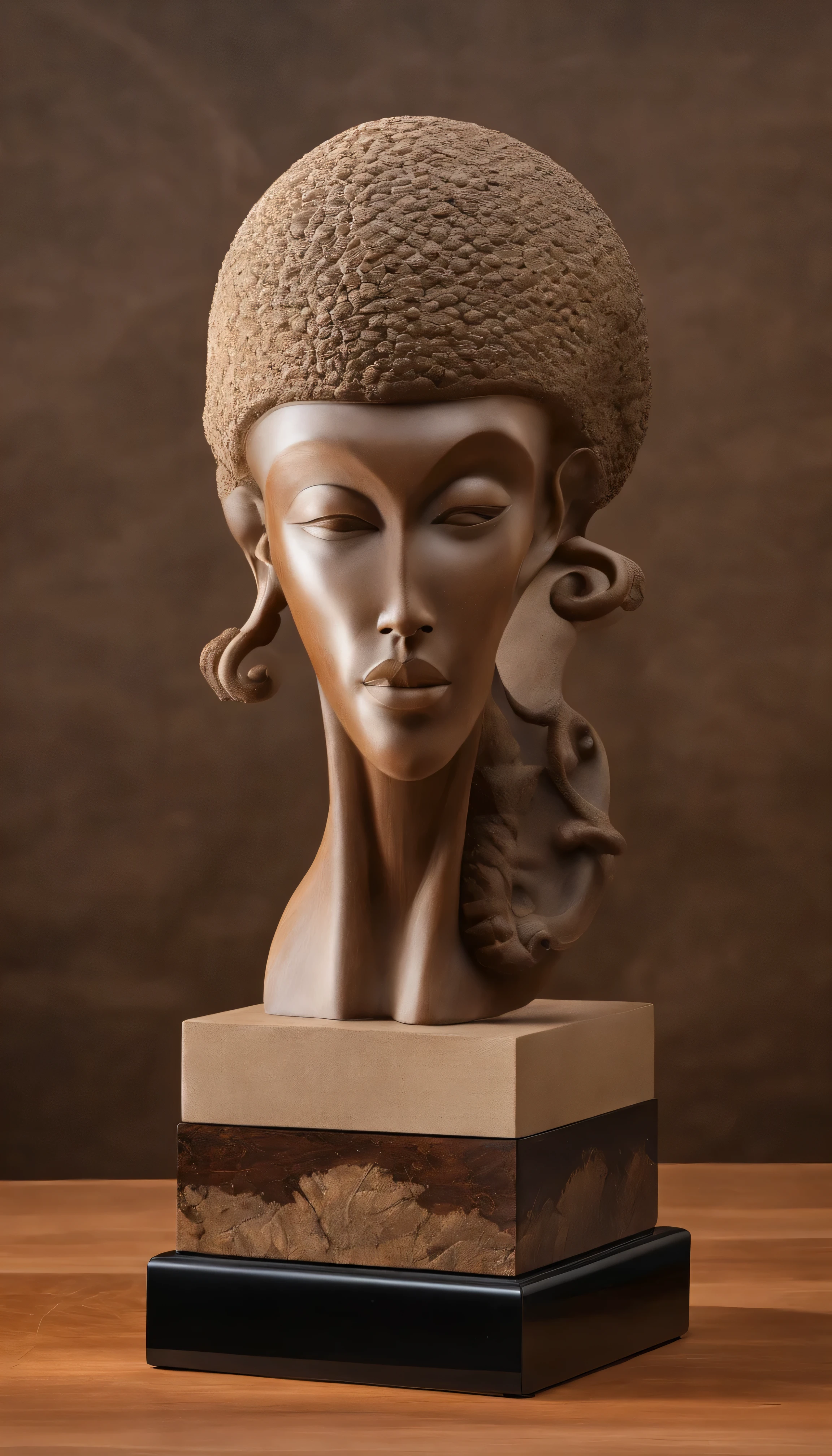 Solid wood combined with stone, masterpiece sculpture, featuring a detailed Alien sculpture, (complete full-body view), set against a white background. The artwork showcases the intricate craftsmanship of the masters, highlighting the use of solid wood and stone materials. The sculpture is exquisitely designed, capturing the fascinating details of the Alien's features, such as its unique facial expressions and otherworldly characteristics. The high-resolution quality of the artwork is emphasized, featuring 8K resolution to enhance the overall visual experience. The composition is carefully balanced, with the combination of solid wood and stone creating a visually appealing contrast. The white background adds a sense of purity and simplicity to the artwork, allowing the sculpture to take center stage. The lighting is expertly crafted, accentuating the textures and contours of the sculpture, bringing it to life and adding depth to the overall composition. The color palette consists of natural earth tones, harmonizing with the materials used, while also evoking a mysterious and ethereal atmosphere. The sculpture itself is a mesmerizing masterpiece, showcasing the talent and skill of the artist. The attention to detail is unparalleled, with every curve and line carefully sculpted to perfection. This artwork is a testament to the enduring beauty and creativity of human craftsmanship.