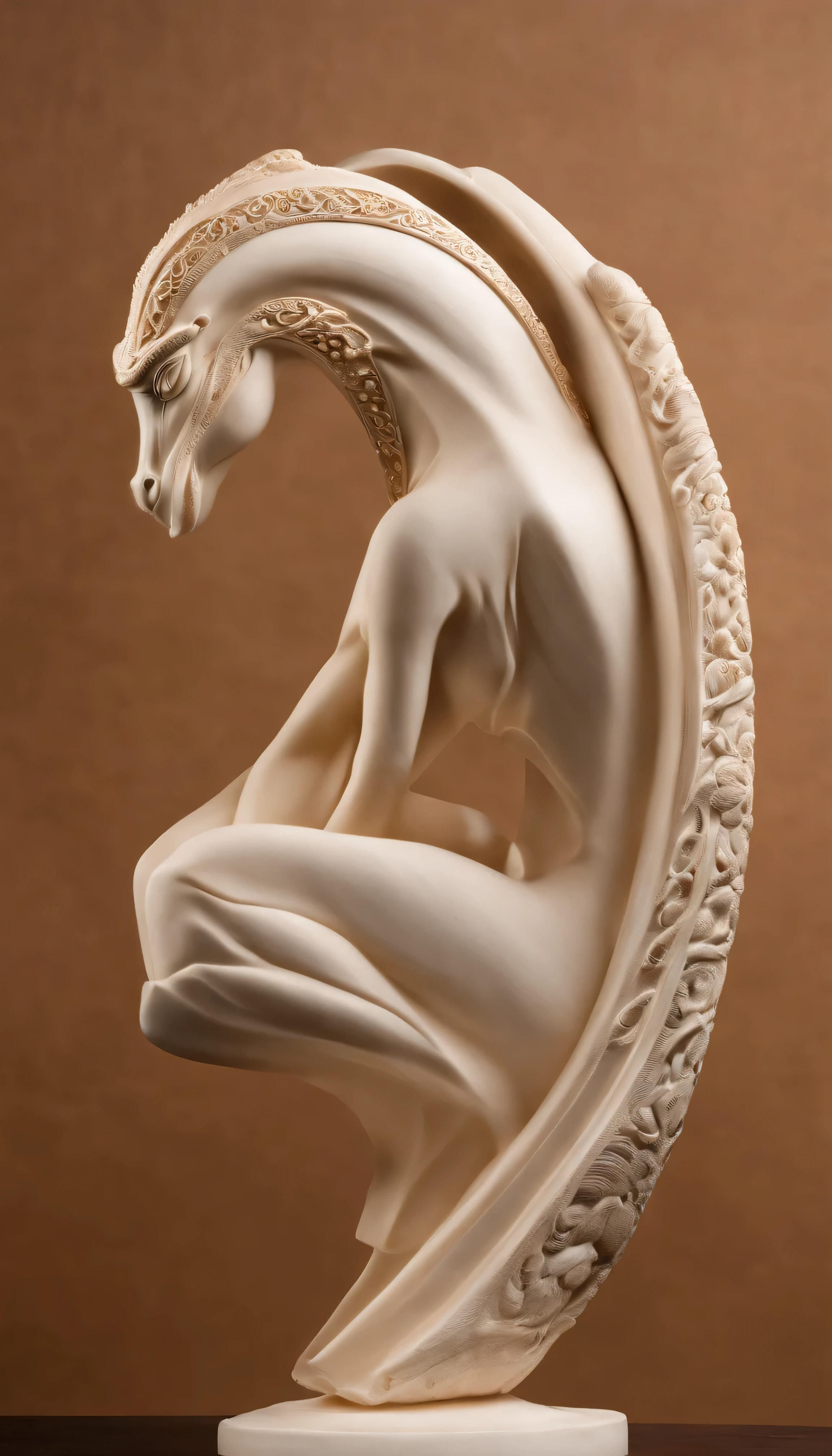 Solid wood combined with stone, masterpiece sculpture, featuring a detailed Alien sculpture, (full-body view), set against a white background. The artwork showcases the intricate craftsmanship of the masters, highlighting the use of solid wood and stone materials. The sculpture is exquisitely designed, capturing the fascinating details of the Alien's features, such as its unique facial expressions and otherworldly characteristics. The high-resolution quality of the artwork is emphasized, featuring 8K resolution to enhance the overall visual experience. The composition is carefully balanced, with the combination of solid wood and stone creating a visually appealing contrast. The white background adds a sense of purity and simplicity to the artwork, allowing the sculpture to take center stage. The lighting is expertly crafted, accentuating the textures and contours of the sculpture, bringing it to life and adding depth to the overall composition. The color palette consists of natural earth tones, harmonizing with the materials used, while also evoking a mysterious and ethereal atmosphere. The sculpture itself is a mesmerizing masterpiece, showcasing the talent and skill of the artist. The attention to detail is unparalleled, with every curve and line carefully sculpted to perfection. This artwork is a testament to the enduring beauty and creativity of human craftsmanship.