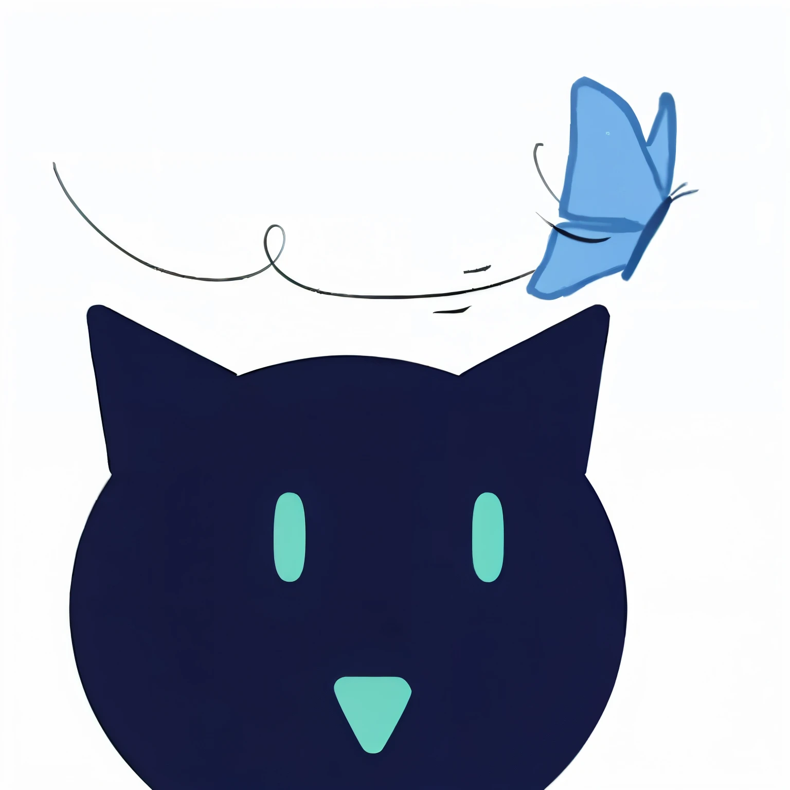 A high resolution,2D line art logo,Tabby cat,ssmile,ssmile,pale blue background,Minimalist logo,lisseono Color,