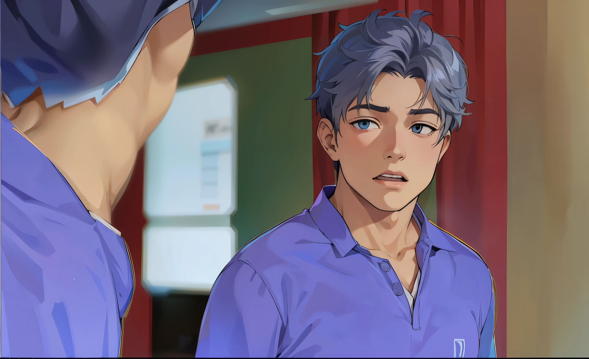 estilo anime 2d. 16-year-old boy talks threateningly, threatens, intimidates someone