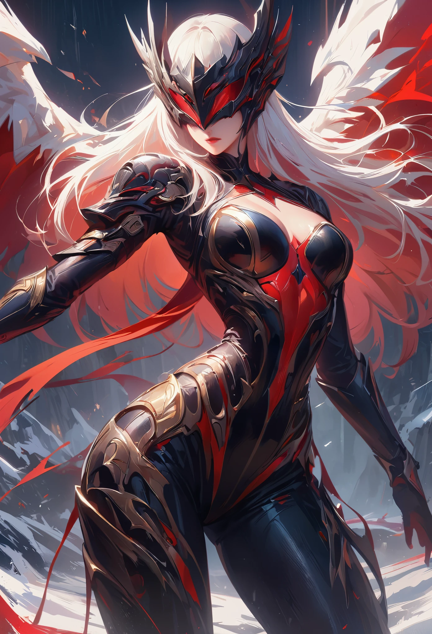Black,chiaroscuro, Ray tracing, movie lighting, cowboy shooting, 8K, Yes, Super details, precise, best quality, Award-winning, Award-winning, A High resolution, masterpiece, high detail,guweiz on artstation pixiv, Popular topics on artstation pixiv, 详细的number概念艺术, author:Yang Jie, 2. 5D CGI anime fantasy artwork,ultra high definition,8K ,Realistic skin texture,chiaroscuro, Ray tracing, movie lighting, 8K, Yes, Super details, precise, best quality, Award-winning, Award-winning, A High resolution, masterpiece, high detail,in the snow,Clear,masterpiece, best quality, 8K, number, 1 girl, alone, stand up, hair accessories, Red eyes, Heartless expression, Bloodstained mechanical parts, electric wire, cable, failure effect, scary, Science fiction, futuristic, The background inside is darker, neon lights, cyberpunk characters, surreal, Strange, Disturbing, spine-chilling, scary, western metal,Red eyes,发Black,Black色長手套,One-piece Pants,leggings,Highlight her graceful figure,将整个身体包裹stand up,symbiont,((Raised sexy)),Jumpsuits,Red eyes,Venom Possession,发Black,Black色長手套,One-piece Pants,Black色一件,Blood-red eyes,best quality, High resolution, super detailed, Vivid texture, mask, Bangs,wear socks,tears,被Black色粘液覆盖