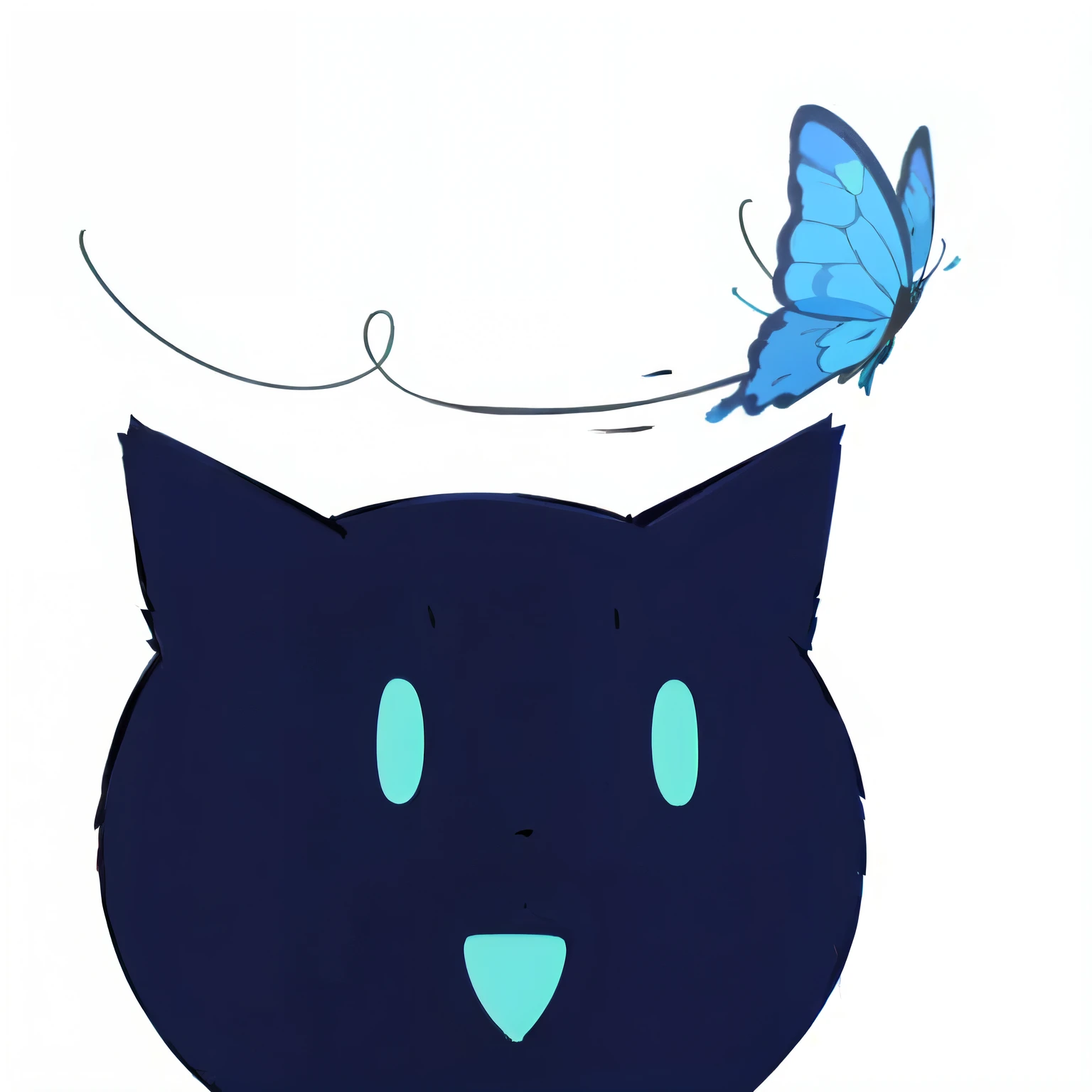 a close up of a cat with a butterfly flying above it, cat theme logo, illustration of a cat, logo without text, telegram sticker, logo of a cat field clinic, cat theme banner, telegram sticker design, minimalist logo without text, cat design, cat is floating in air, cat head, kikis delivery service, cat cat dreamcats