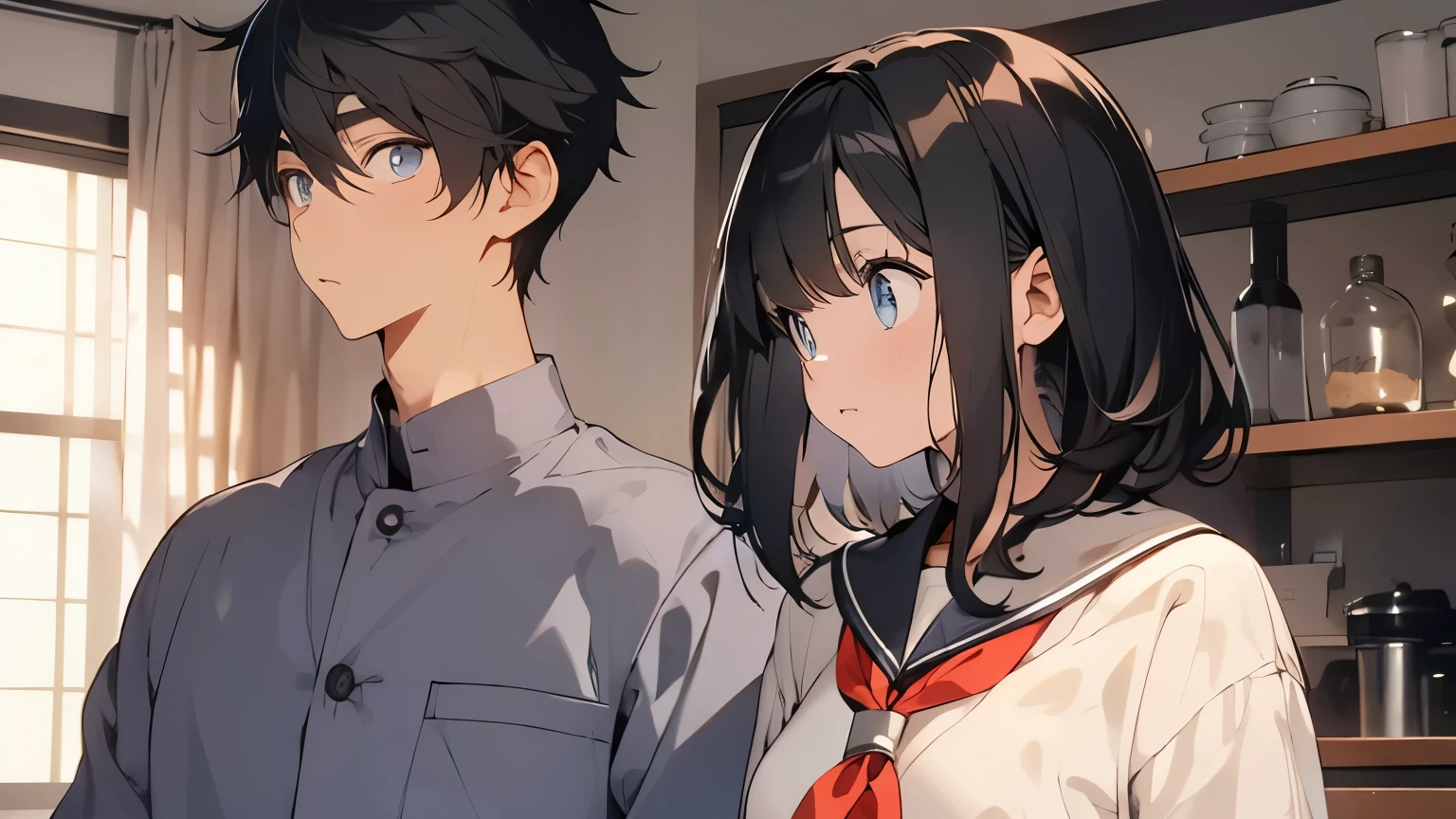 hair is long女の子、black hair、hair is long、18 year old female、chest is big、high school girl、Sarah uniform、25 year old male、髪はblack hair、short hair、サラリーマン25 year old male、one's home、pajamas、A shot of a man and a woman talkinghair is long女の子、black hair、hair is long、18 year old female、chest is big、high school girl、Sarah uniform、25 year old male、髪はblack hair、short hair、サラリーマン25 year old male、one's home、pajamas、A shot of a man and a woman talking