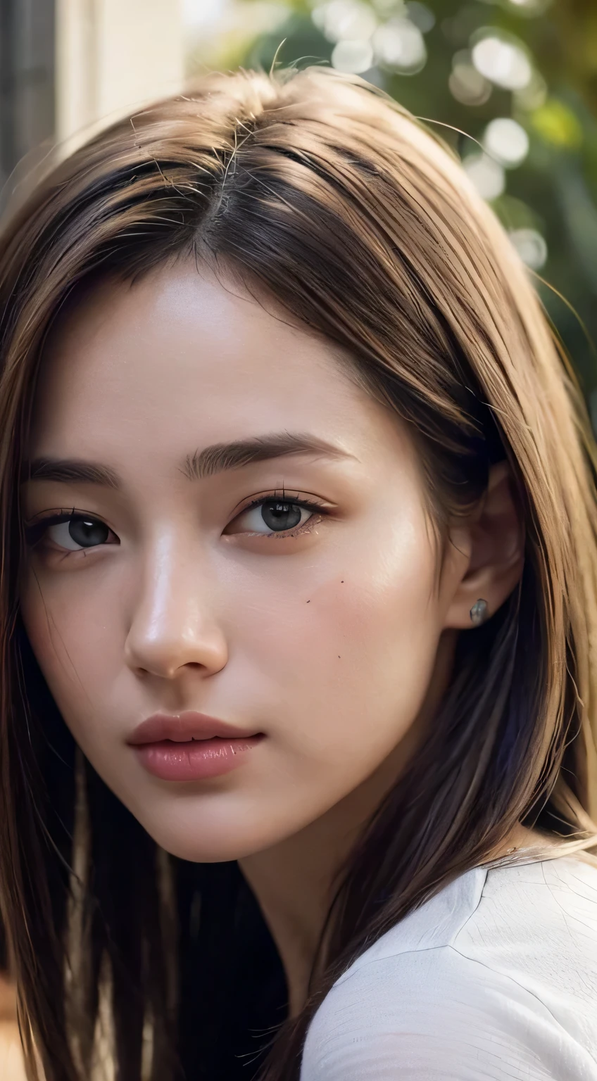 masterpiece,best quality,high resolution,8K,(Portraits:1.5),(Head close-up),(R Original Photo),real picture,Digital Photography,(Girls in the workplace),20 year old girl,Feel free to hairstyle,By Bangs,(Green Eyes),Serious and obsessed, Shut up,Elegant and charming,Serious and arrogant,Calm and handsome,(Women's business suit),Photo poses,Realistic style,Gray World Background,oc render reflection texture