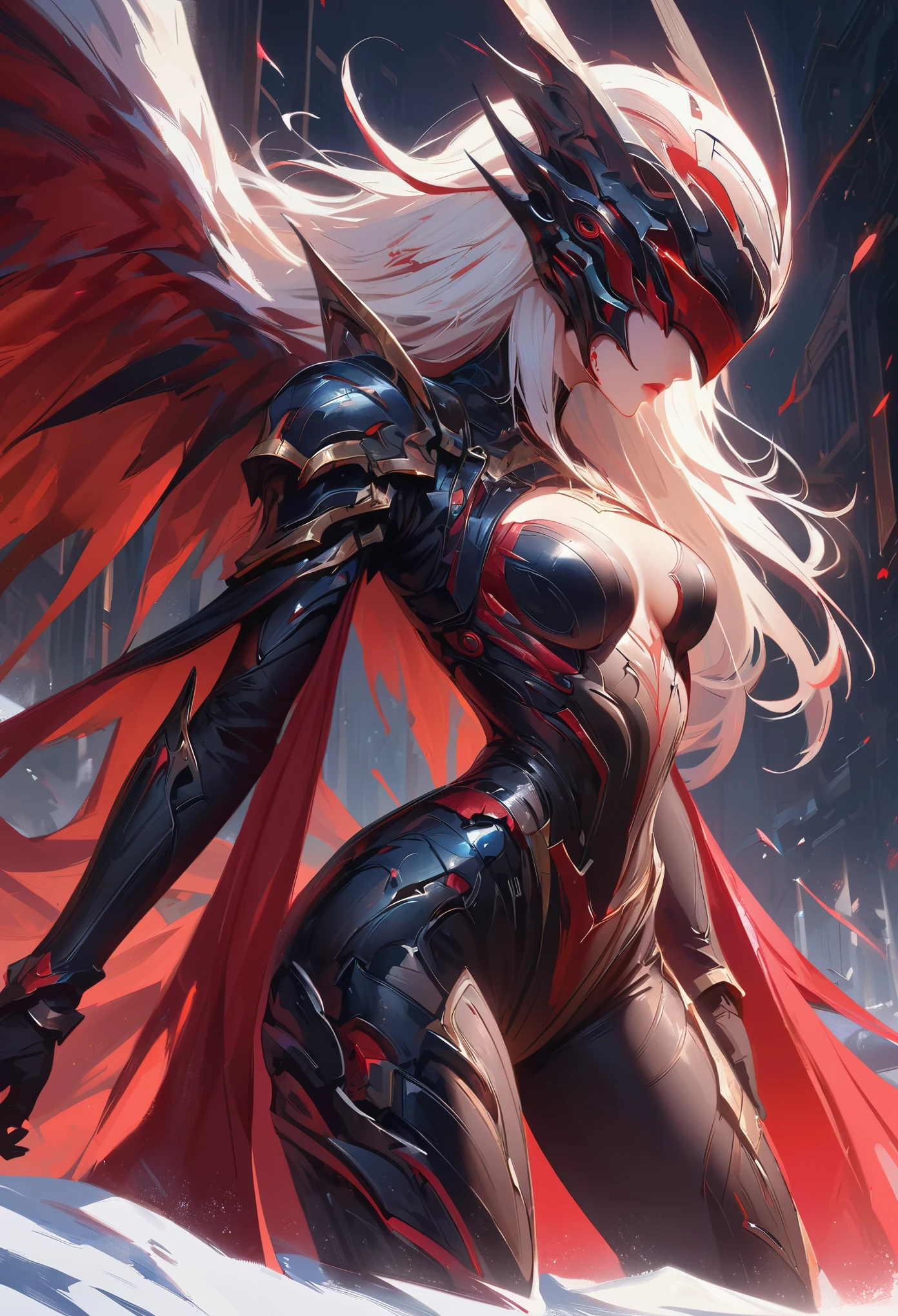 Black,chiaroscuro, Ray tracing, movie lighting, cowboy shooting, 8K, Yes, Super details, precise, best quality, Award-winning, Award-winning, A High resolution, masterpiece, high detail,guweiz on artstation pixiv, Popular topics on artstation pixiv, 详细的number概念艺术, author:Yang Jie, 2. 5D CGI anime fantasy artwork,ultra high definition,8K ,Realistic skin texture,chiaroscuro, Ray tracing, movie lighting, 8K, Yes, Super details, precise, best quality, Award-winning, Award-winning, A High resolution, masterpiece, high detail,in the snow,Clear,masterpiece, best quality, 8K, number, 1 girl, alone, stand up, hair accessories, Red eyes, Heartless expression, Bloodstained mechanical parts, electric wire, cable, failure effect, scary, Science fiction, futuristic, The background inside is darker, neon lights, cyberpunk characters, surreal, Strange, Disturbing, spine-chilling, scary, western metal,Red eyes,发Black,Black色長手套,One-piece Pants,leggings,Highlight her graceful figure,将整个身体包裹stand up,symbiont,((Raised sexy)),Jumpsuits,Red eyes,Venom Possession,发Black,Black色長手套,One-piece Pants,Black色一件,Blood-red eyes,best quality, High resolution, super detailed, Vivid texture, mask, Bangs,wear socks,tears,被Black色粘液覆盖