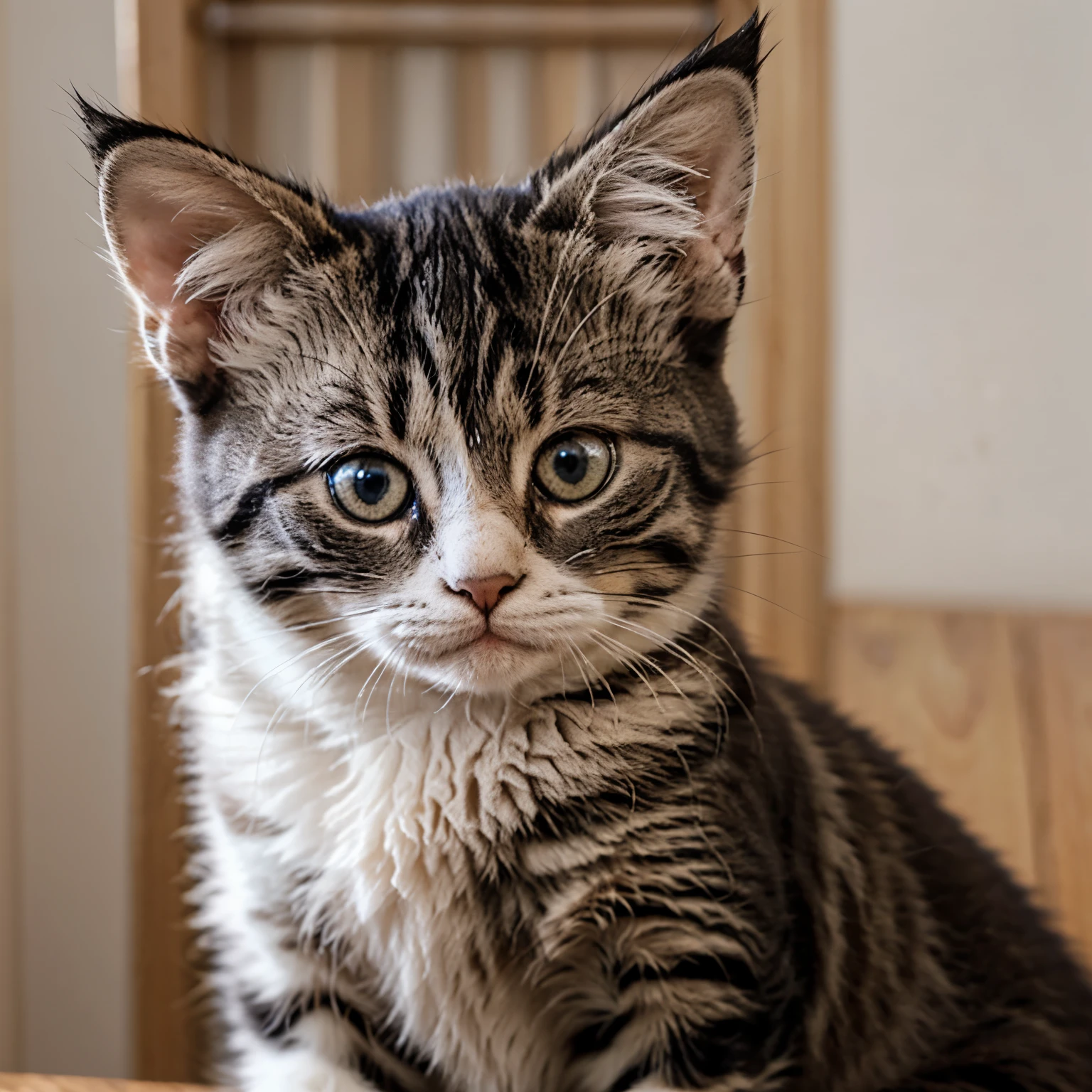 make a sad cute kitten, listening to gospel music from other cats