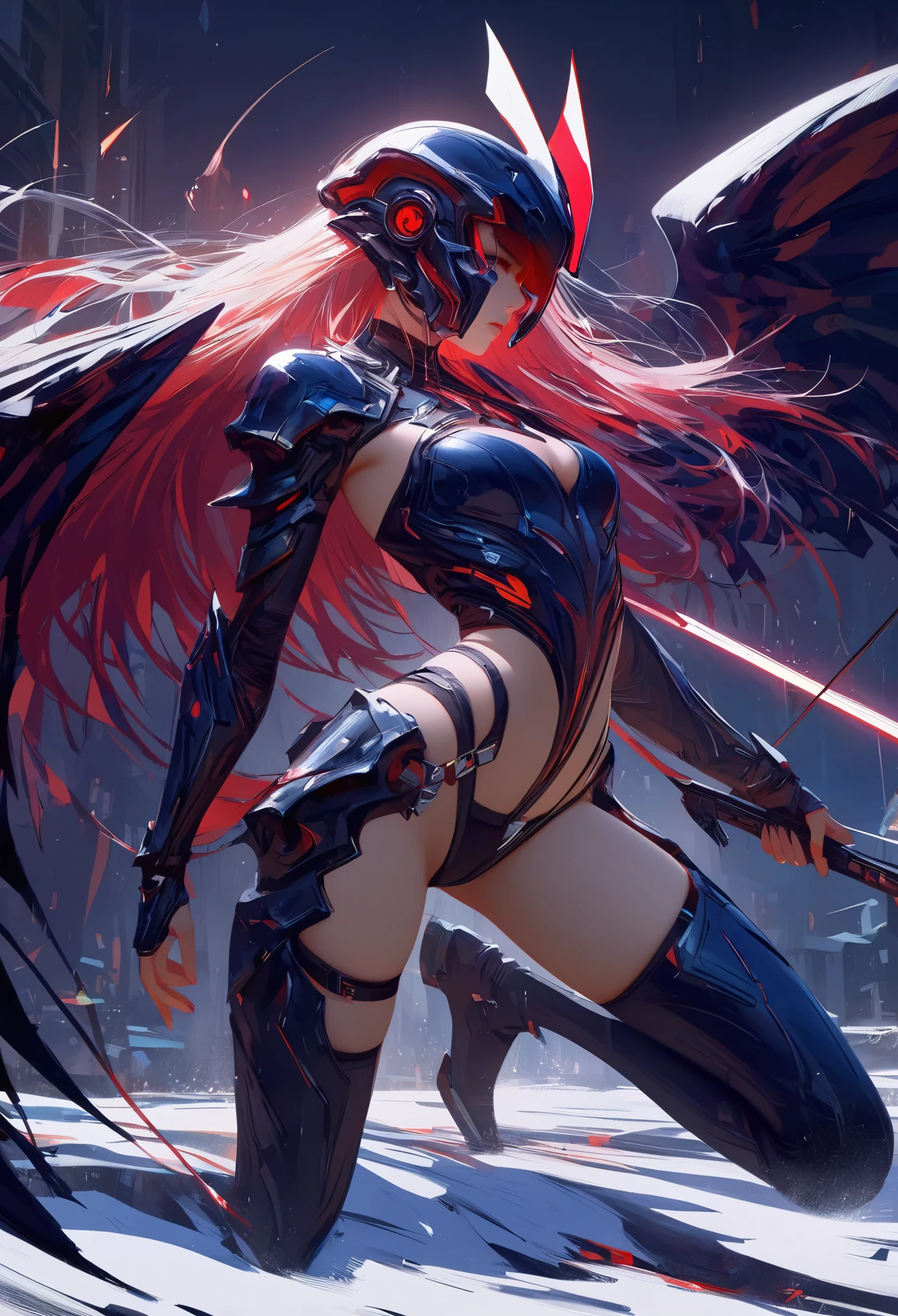 Black,chiaroscuro, Ray tracing, movie lighting, cowboy shooting, 8K, Yes, Super details, precise, best quality, Award-winning, Award-winning, A High resolution, masterpiece, high detail,guweiz on artstation pixiv, Popular topics on artstation pixiv, 详细的number概念艺术, author:Yang Jie, 2. 5D CGI anime fantasy artwork,ultra high definition,8K ,Realistic skin texture,chiaroscuro, Ray tracing, movie lighting, 8K, Yes, Super details, precise, best quality, Award-winning, Award-winning, A High resolution, masterpiece, high detail,in the snow,Clear,masterpiece, best quality, 8K, number, 1 girl, alone, stand up, hair accessories, Red eyes, Heartless expression, Blood stained mechanical parts, electric wire, cable, failure effect, scary, Science fiction, futuristic, The background inside is darker, neon lights, cyberpunk characters, surreal, Strange, Disturbing, spine-chilling, scary, western metal,Red eyes,发Black,Black色長手套,Jumpsuits,leggings,Highlight her graceful figure,将整个身体包裹stand up,symbiont,((Raised sexy)),Rompers,Red eyes,Venom Possession,发Black,Black色長手套,Jumpsuits,Black色一件,Blood-red eyes,best quality, High resolution, super detailed, Vivid textures, mask, Bangs,wear socks,tears,被Black色粘液覆盖
