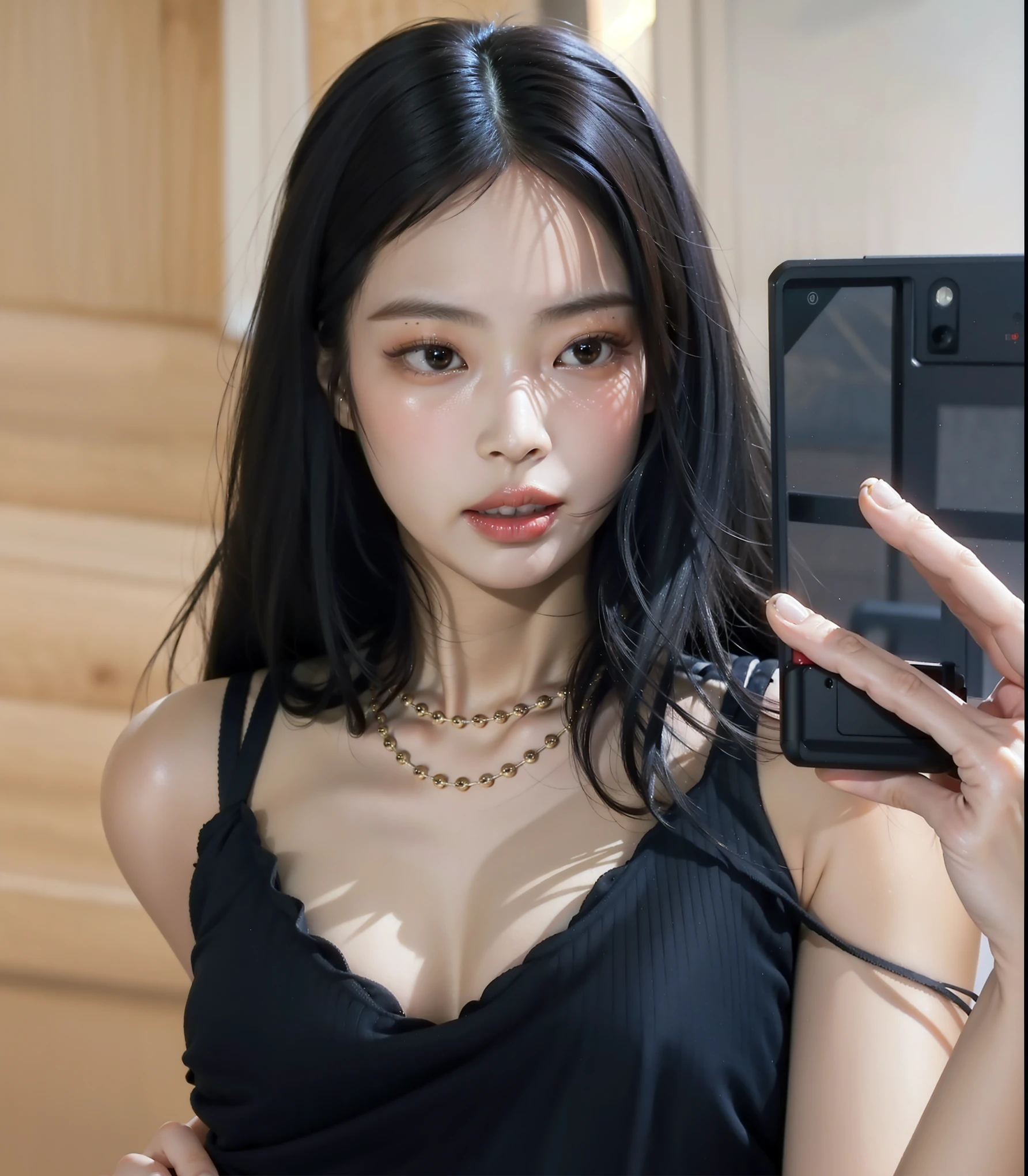 Araffe Asian woman with black bra taking a selfie, Fotografia selfie 8k, beautiful chinese model, linda jovem coreana, 2 modelo feminino de 4 anos, 8k artegerm bokeh, even model | artegerm, realista. Cheng Yi, inspirado em Huang Ji, linda jovem coreana, coreana, beautiful asian girl