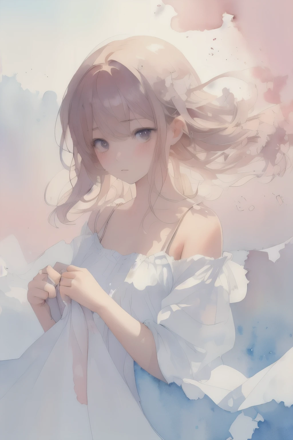 confused, High resolution, Super detailed, (1 girl:1.3),
break
, watercolor style, soft blending, dreamy laundry, delicate texture,