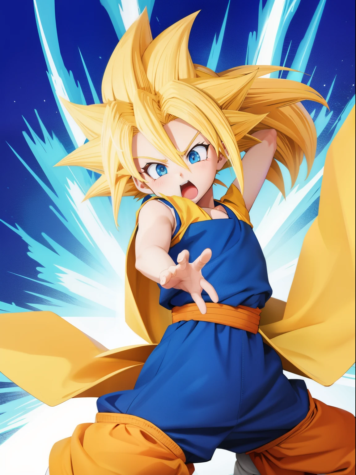 Super saiyan blue goten white background
