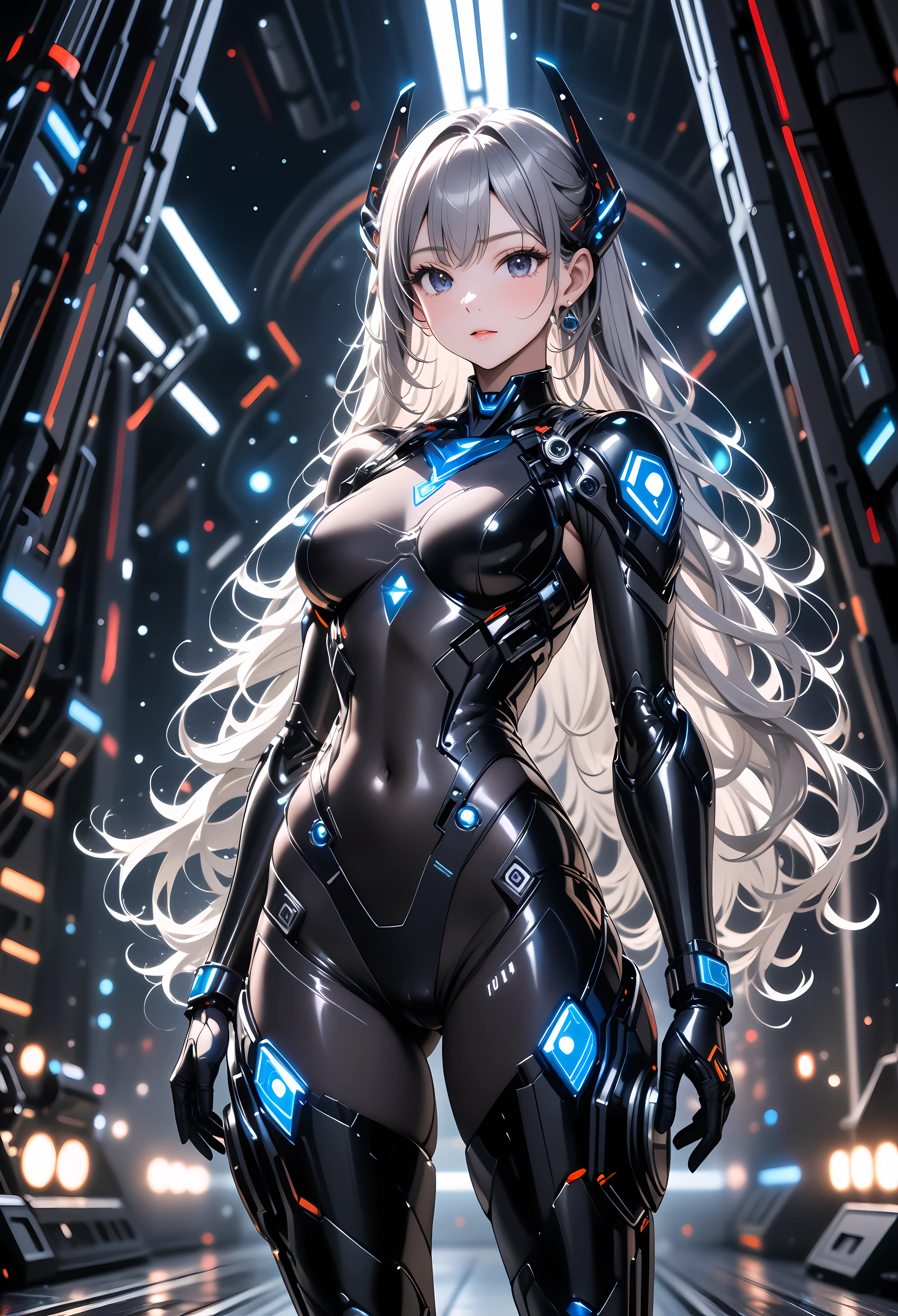 (masterpiece:1.2),(best quality:1.2),intricate details, , newest, ai-generated, dark theme, depth of field, bokeh, volumetric light,
1 soldier women, white long hair, futuristic space ship as background, wearing futuristic exoskeleton,  futuristic instrumentation, embossing decoration on body, deep black trim on exoskeleton ,cowboy shot ,(sexy)