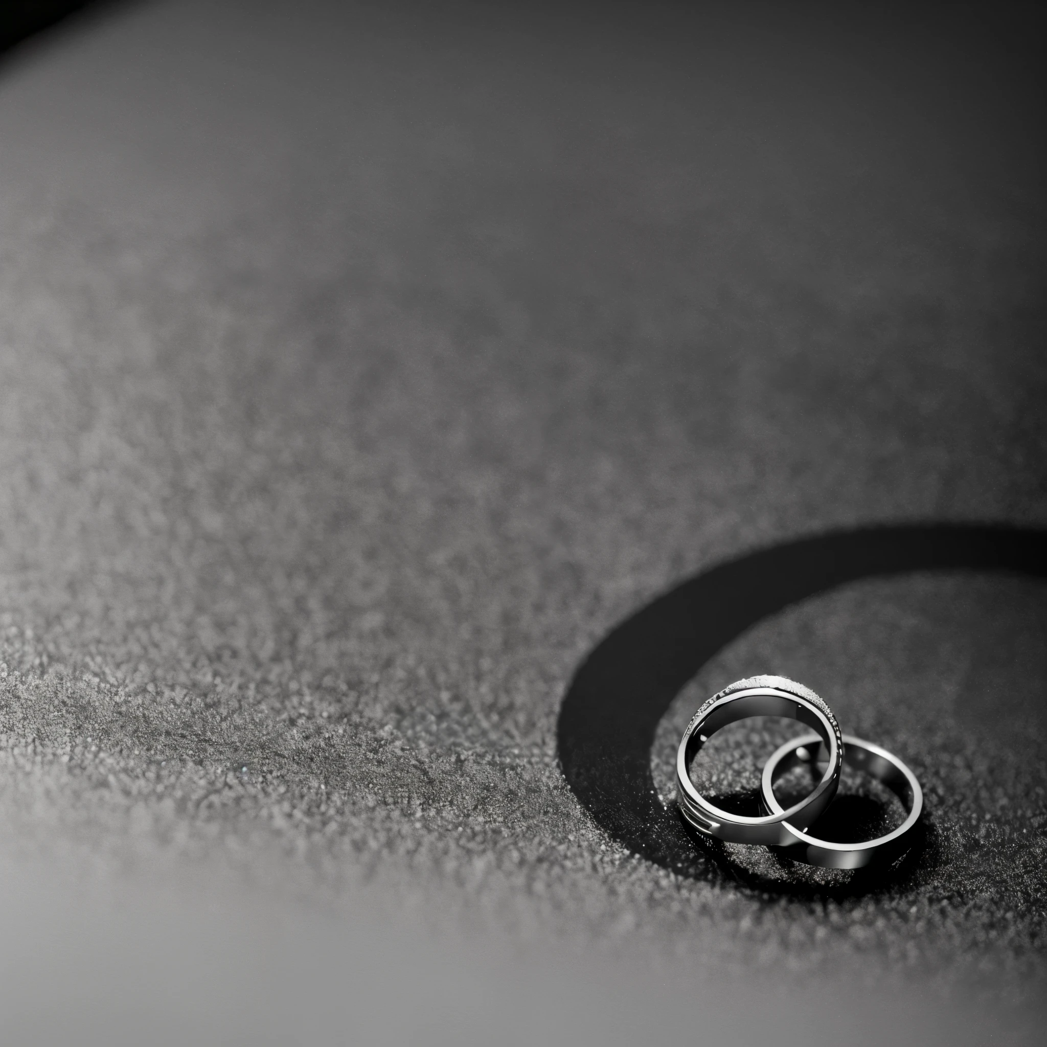 best quality, Ultra-high resolution, Background with a dark gradient, Artistic silver ring in the center of the background, The size is about 50x50