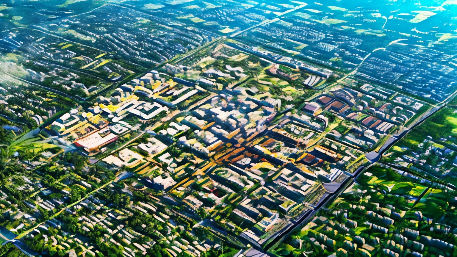 Based on the project's context, here is a summary of the land plan you described:

1. **Structures**:
   - 2 School buildings
   - 1 Playground adjacent to the school buildings
   - 1 Soccer field located to the right of the playground
   - 1 Basketball court
   - 1 Badminton court
   - 1 Library building
   - 1 Assembly hall

2. **Outdoor Elements**:
   - Park area
   - Grass
   - Trees
   - Walking families (people moving around)
   - Realistic photo (possibly depicting the entire scene)

3. **Aerial Amenities**:
   - Aerial isometric view (overall perspective from above)
   - Pool (likely within the facility area)
   - Parking lot for cars and motorcycles

This landscape appears to be well-equipped for educational, recreational, and community activities with various sports facilities, greenery, and communal spaces for families to enjoy.