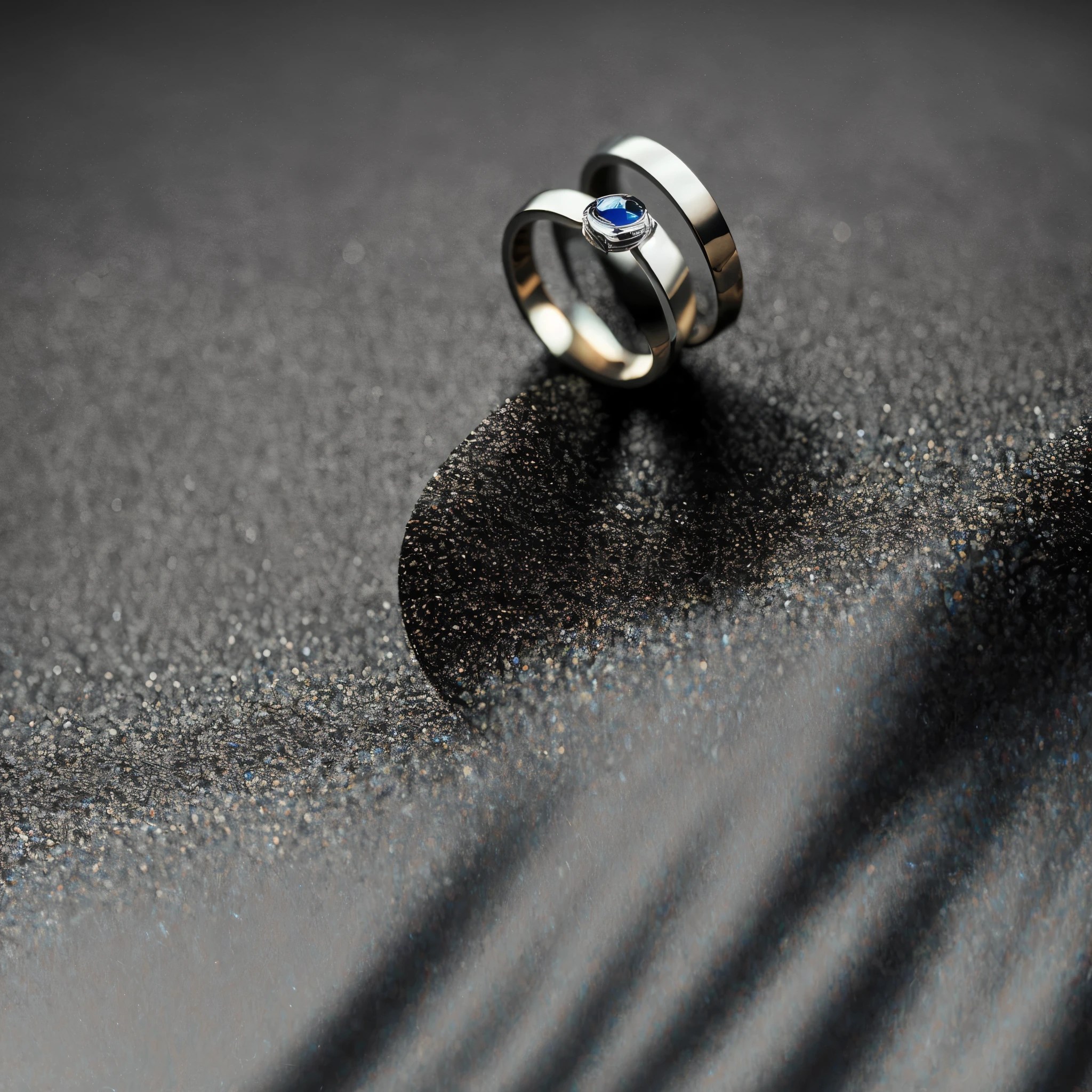 best quality, Ultra-high resolution, Background with a dark gradient, Artistic silver ring in the center of the background, The size is about 50x50