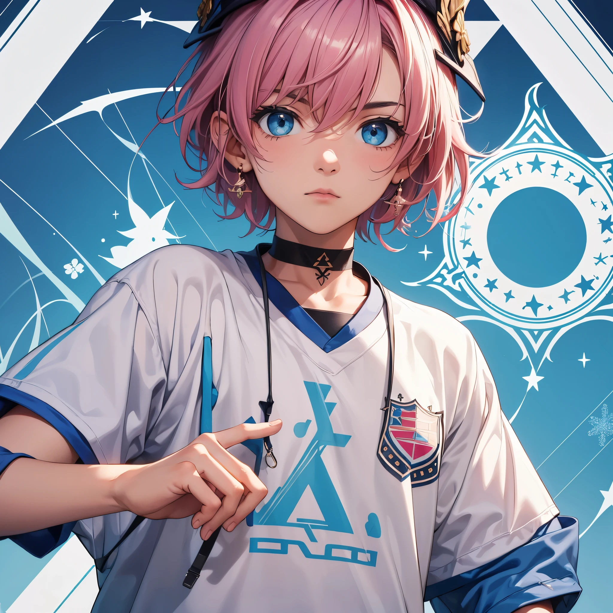 (1boy, masculino),(atacante),uniforme de futebol, aquamarine eyes, Campo de futebol, astolfo fate short hair