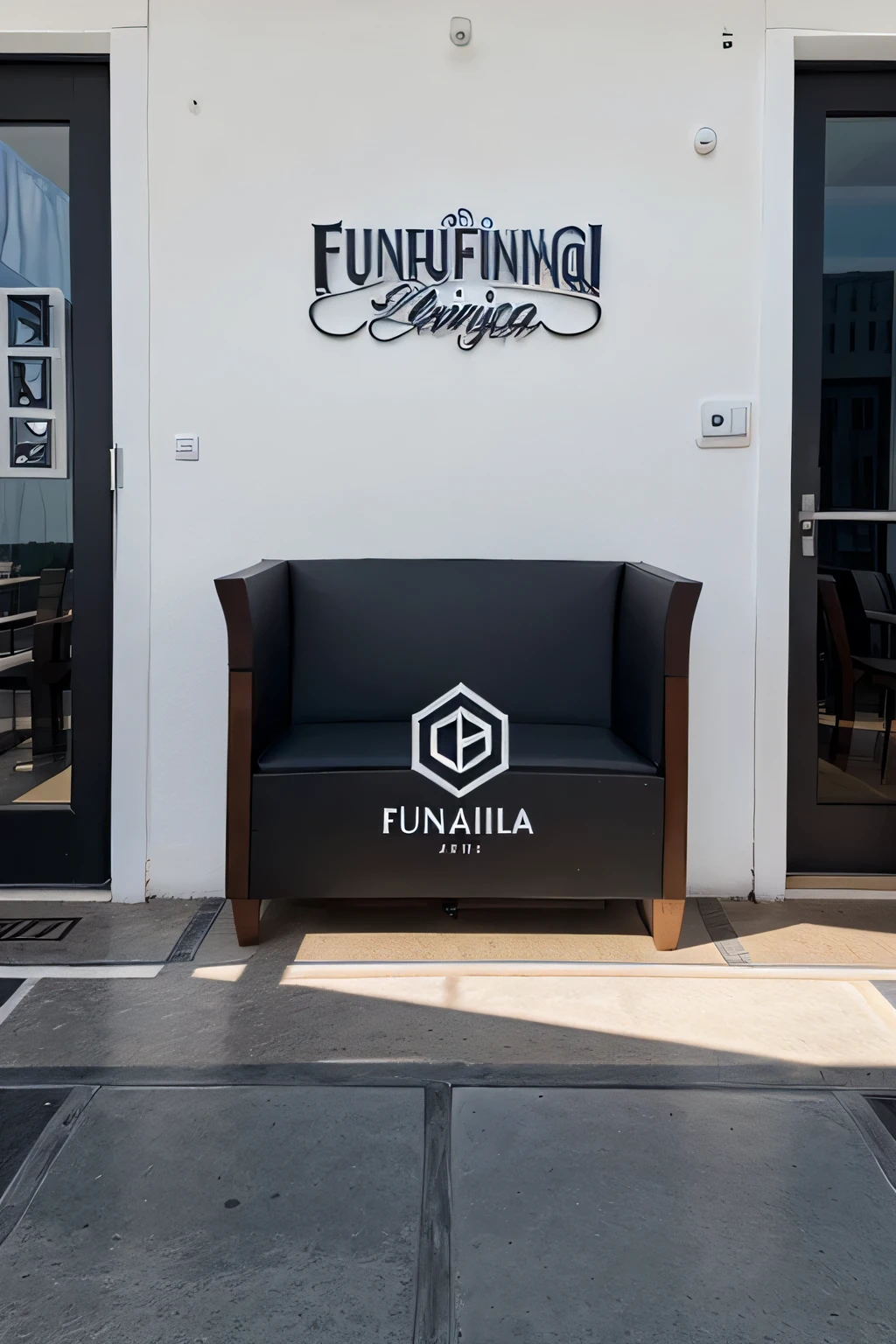 criar um design de um logo para Funchal Lounge, de cor preto e Branco,