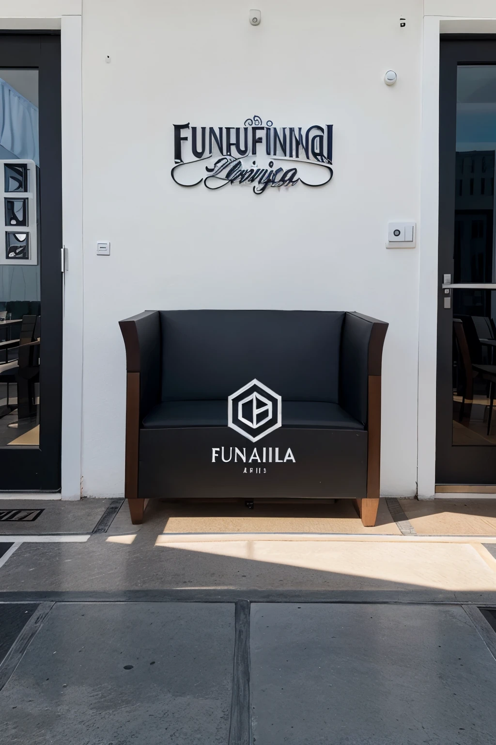 criar um design de um logo para Funchal Lounge, de cor preto e Branco,