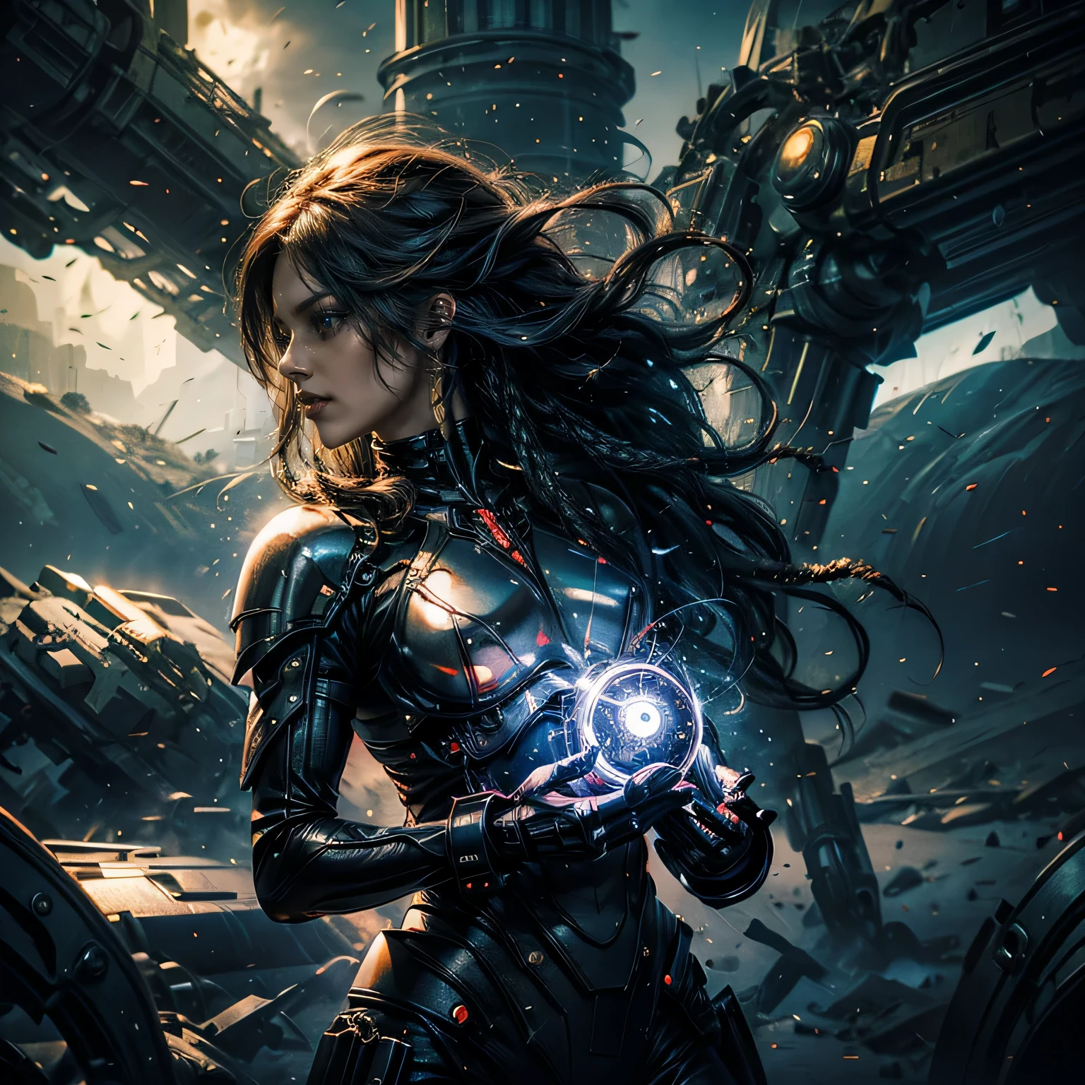 Look、aim the gun、god rays, UHD, masterpiece, ccurate, anatomically correct, cyborg、super detail, award winning, best quality, high details, high quality、(trimming gear1:3)、scope、
longeyelashes, fang, dreadlocks, facepaint, Surrealism, Art Nouveau、drop shadow, anaglyph, stereogram, tachi-e, pov, atmospheric perspective, film grain, drop shadow, motion blur, 8k, super detail, ccurate, best quality, 16k, high details, ccurate, super detail
