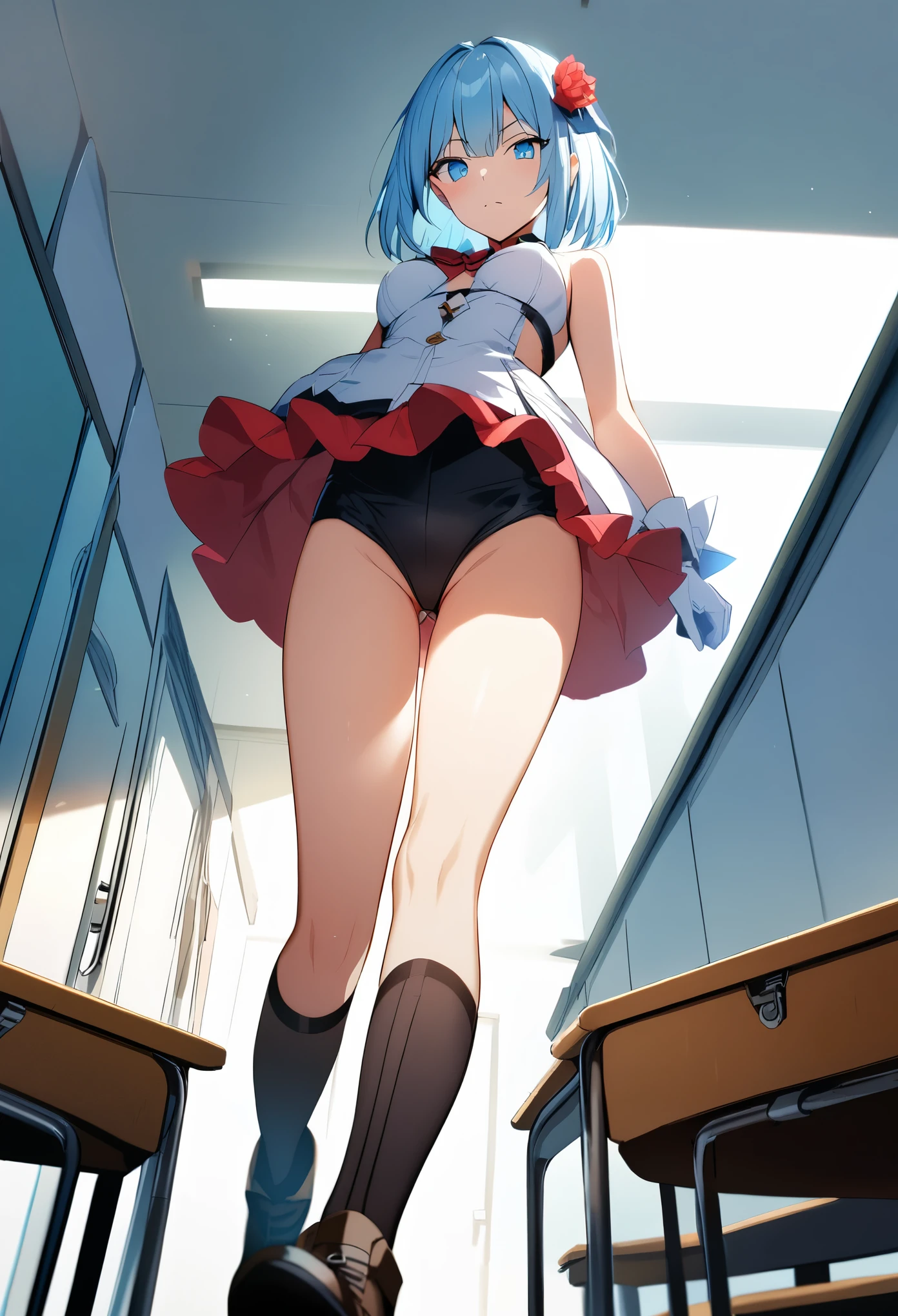 Bishoujo, revealing dress, Classroom, Low Angle View