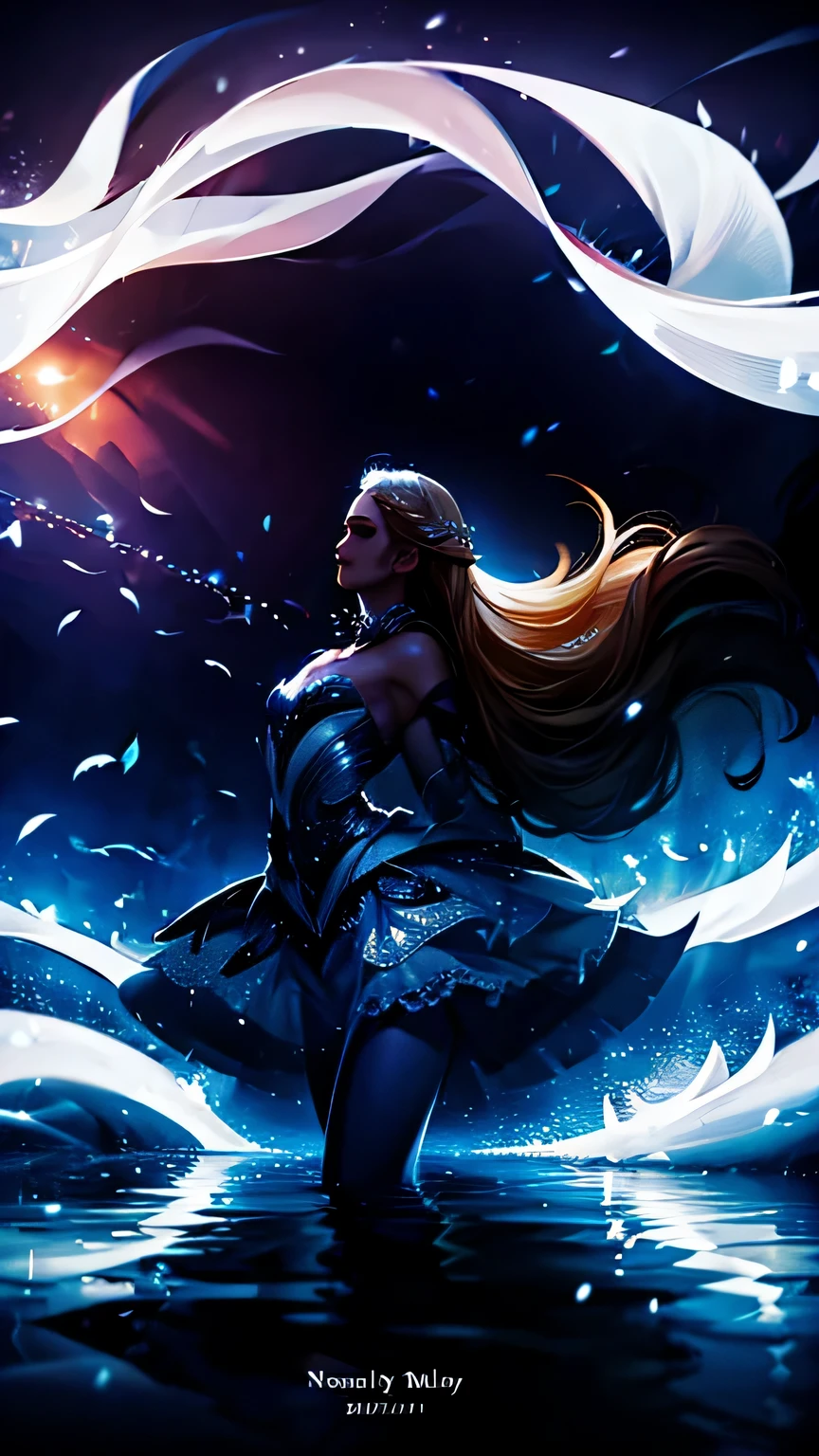Fantasy, night, white swan, ballet, Flowing graceful hair, pretty, night