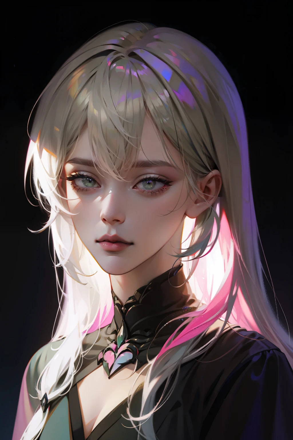 woman blonde hair green eyes and pink batm and a black top, realistic art style, RossDraws portrait, Artgerm portrait, Anime realistic artstyle, 4K realistic digital art, 4K realistic digital art, 8K Artgerm Bokeh, DeviantArt Artstation CGScosiety, ArtGerm extremely detailed, made with anime painter studio, RossDraw digital painting