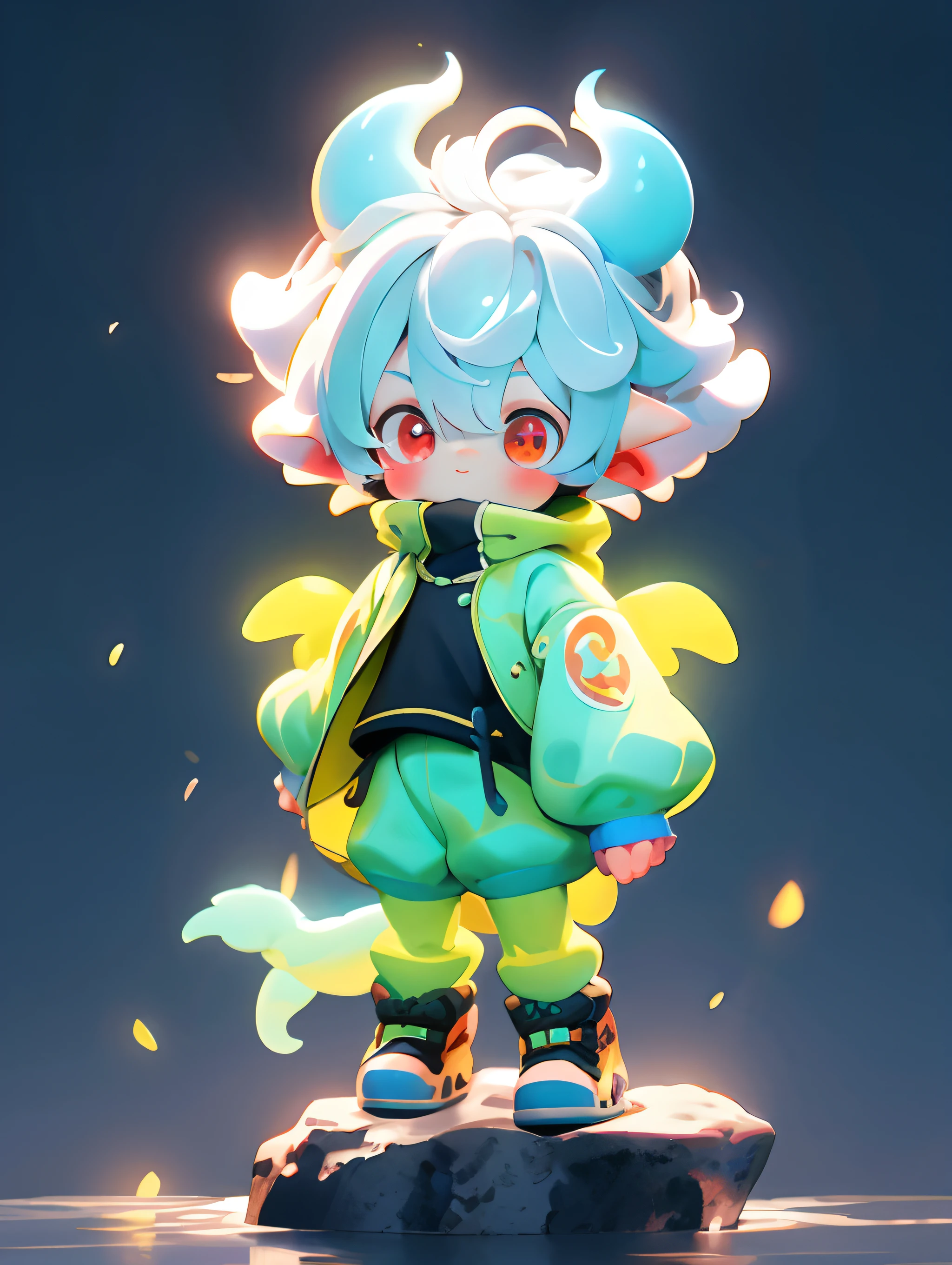 A stylistic image of a standing on a rock by the sea., Concept art by Shitao, pure, furry art,Trending on artstation pixiv, Guvis-style artwork, Lalafel, Guvis, guweiz on artstation pixiv, Anthro dragon, young man,white hair,white hair,Close-up photo,(Big breasts, slightly fat)