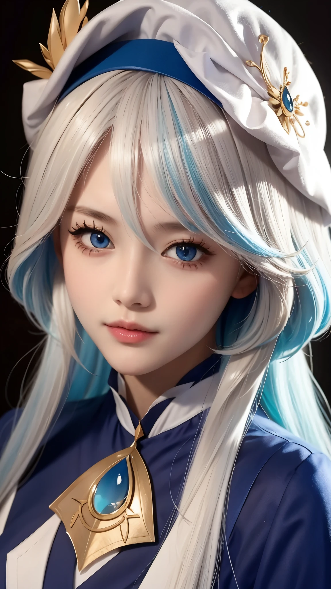 one wearing blue clothes、Close-up of woman wearing white headband, Gurwitz style artwork, Most models | Art sprouts, extremely detailed Art sprouts, surreal anime, Soft portrait photos 8k, Art sprouts. anime illustration, Bovoort'Art style, blonde princess, 8k Art sprouts bokeh,blue hair,Semi-long hair,blue eyes,wear glasses(focus),huge
