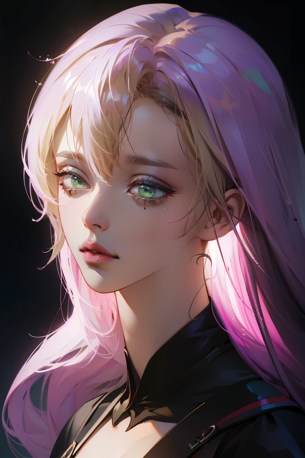 woman blonde hair green eyes and pink batm and a black top, realistic art style, RossDraws portrait, Artgerm portrait, Anime realistic artstyle, 4K realistic digital art, 4K realistic digital art, 8K Artgerm Bokeh, DeviantArt Artstation CGScosiety, ArtGerm extremely detailed, made with anime painter studio, RossDraw digital painting