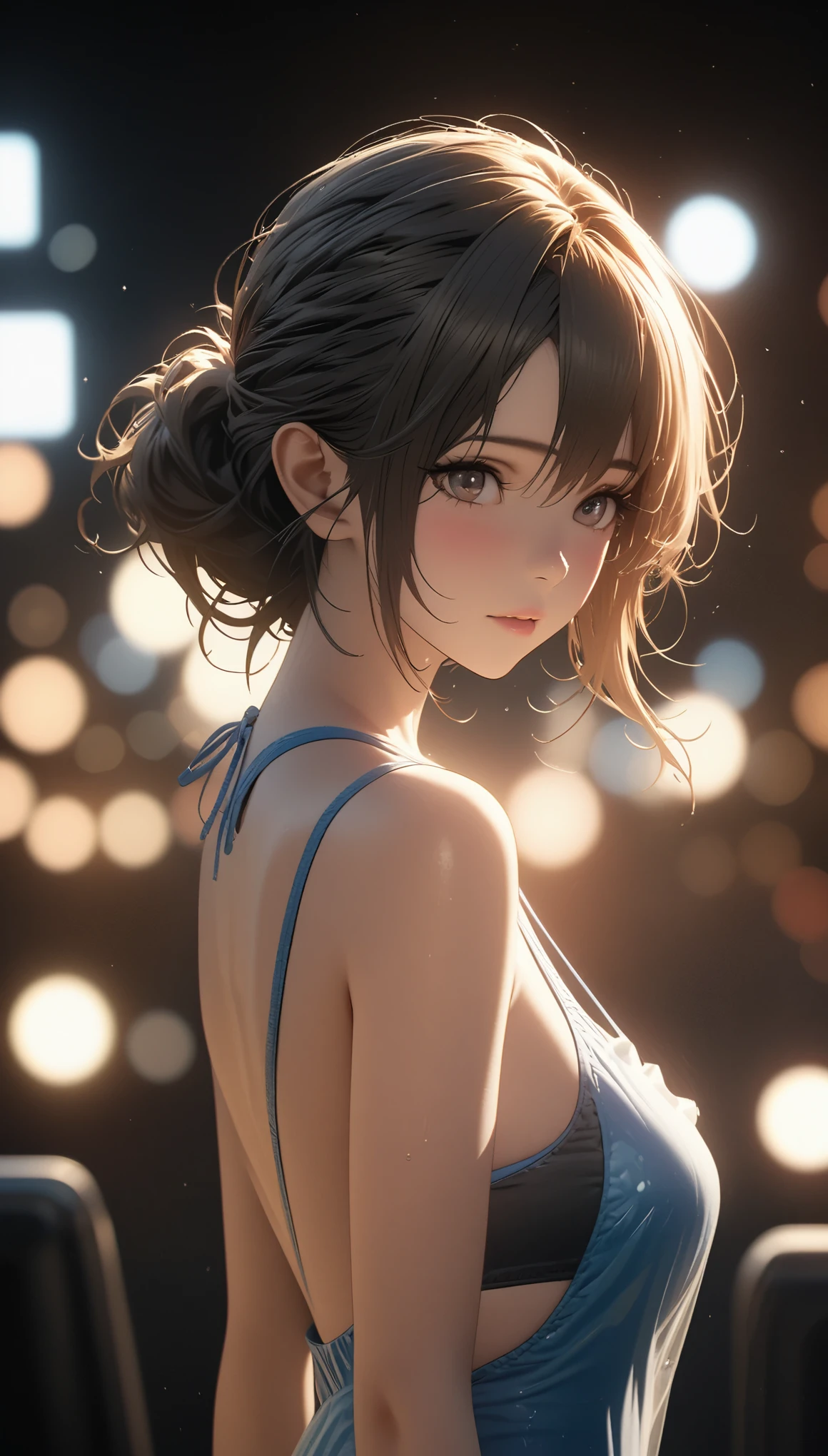 swimsuit girl,pure white background,depth of field,Overclocked renderer,movie lighting,Ultra-fine,super detailed,complicated,cinematic perspective,CG art,