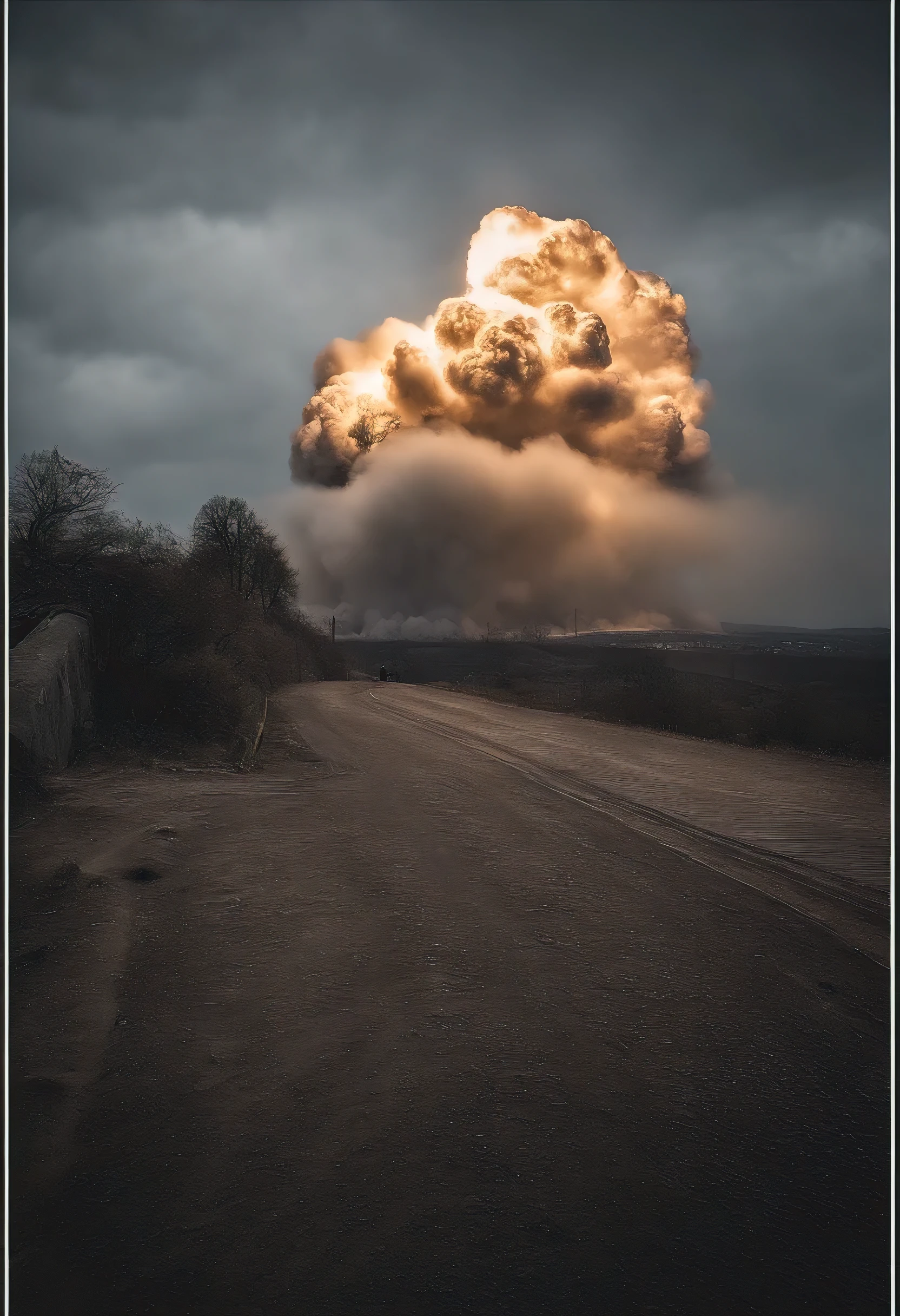 ((best quality)), (top quality)), (masterpiece), RAW photo , FujifilmXT3, extra detailed face, NIKON, ultra-detailliert, photorealistic, photorealism 16K, (16K), Fujifilm, top-quality, RAW, 16K fujifilm, 4k, 8k, ((the explosive nuclear war in landscape view in the modern city)), ((Sharp Detailing)), (Upscaling:1.6),