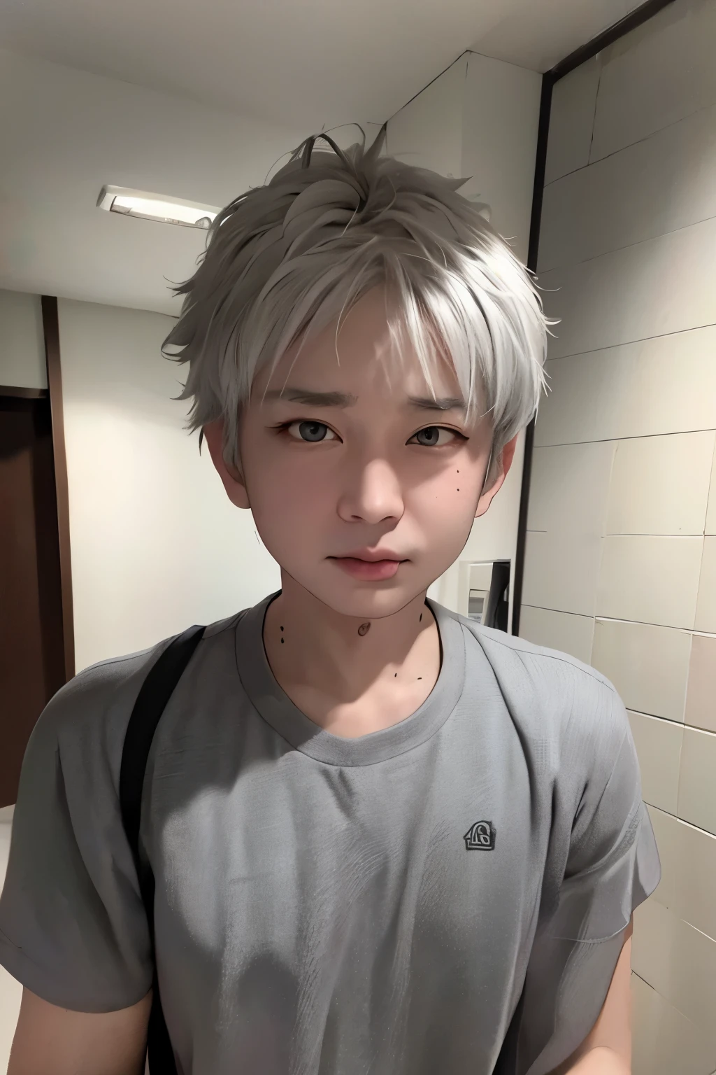 masterpiece, 最high quality, high quality, 1 boy, alone, male focus, gray hair, looking at the viewer, Upper body, Killua_zoldyck