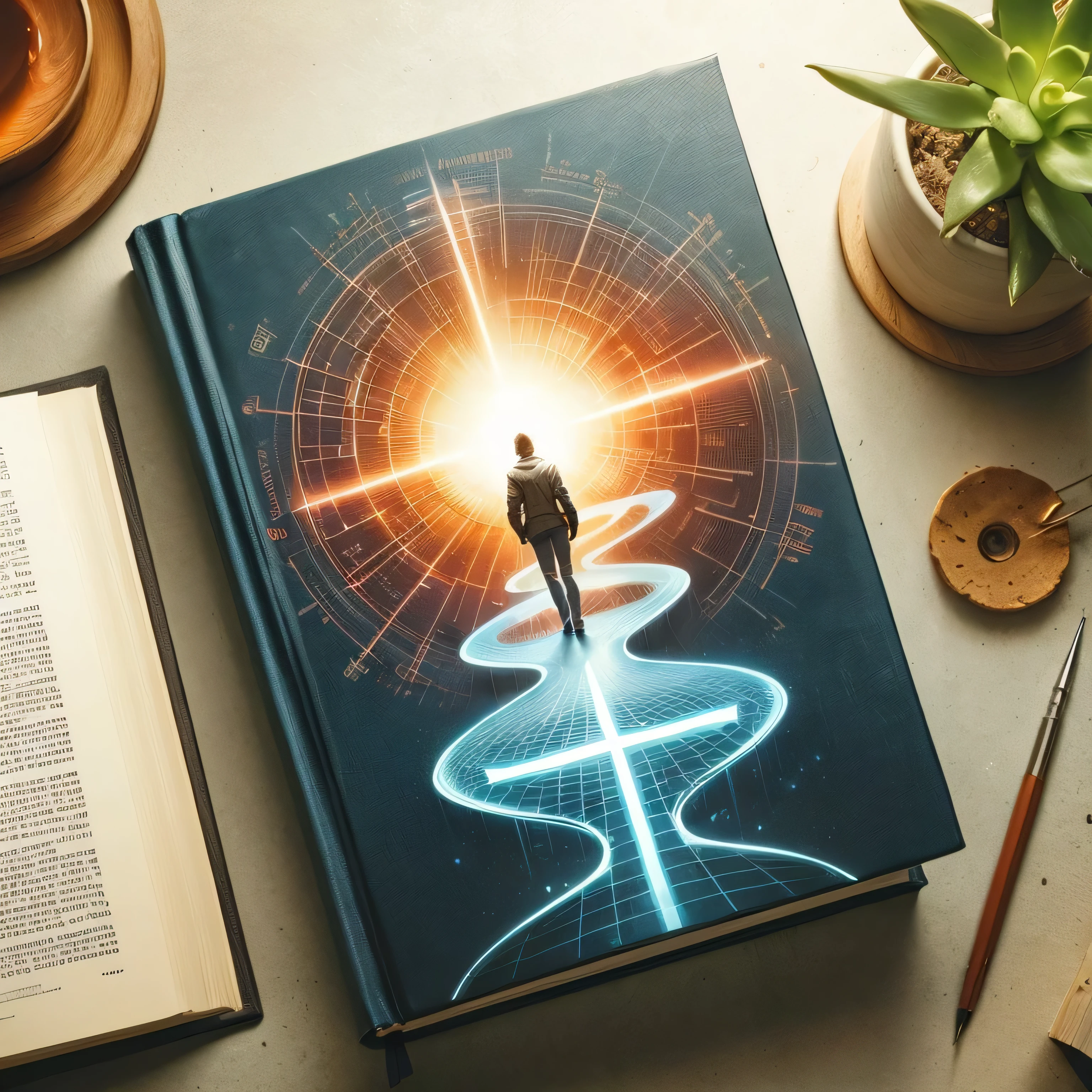 there is a book with a man standing on the cover of a book, conceito de arte para capa de livro, beeple e jean giraud, Melhor design de capa de livro, detailed book illustration, book illustration, with science book, book cover illustration, arte ilustrativa, obra-prima do beep, fantasy book illustration, lindamente ilustrado, arte de capa de romance para um livro