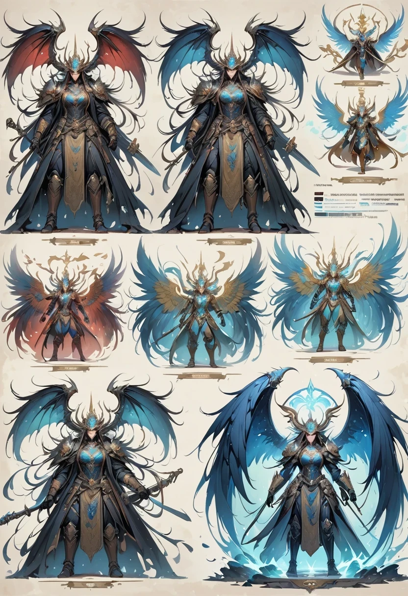 Demon Realm Battlefield,mechanical lich king,lich king'Future weapon mechanical structure,High-tech equipment,magical creatures,three sided view, digit, Reference table, gothic art, ultra high definition, retina, masterpiece, 1080P, 16K, Award-winning