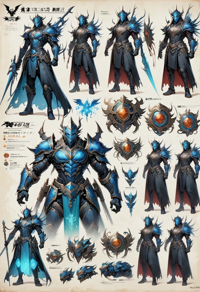 (character design sheet:1.5)，Demon Realm Battlefield，mechanical lich king，lich king&#39;Future weapon mechanical structure，High-tech equipment，magical creatures，three sided view, digit, Reference table, gothic art, ultra high definition, retina, masterpiece, 1080P, 16K, Award-winning