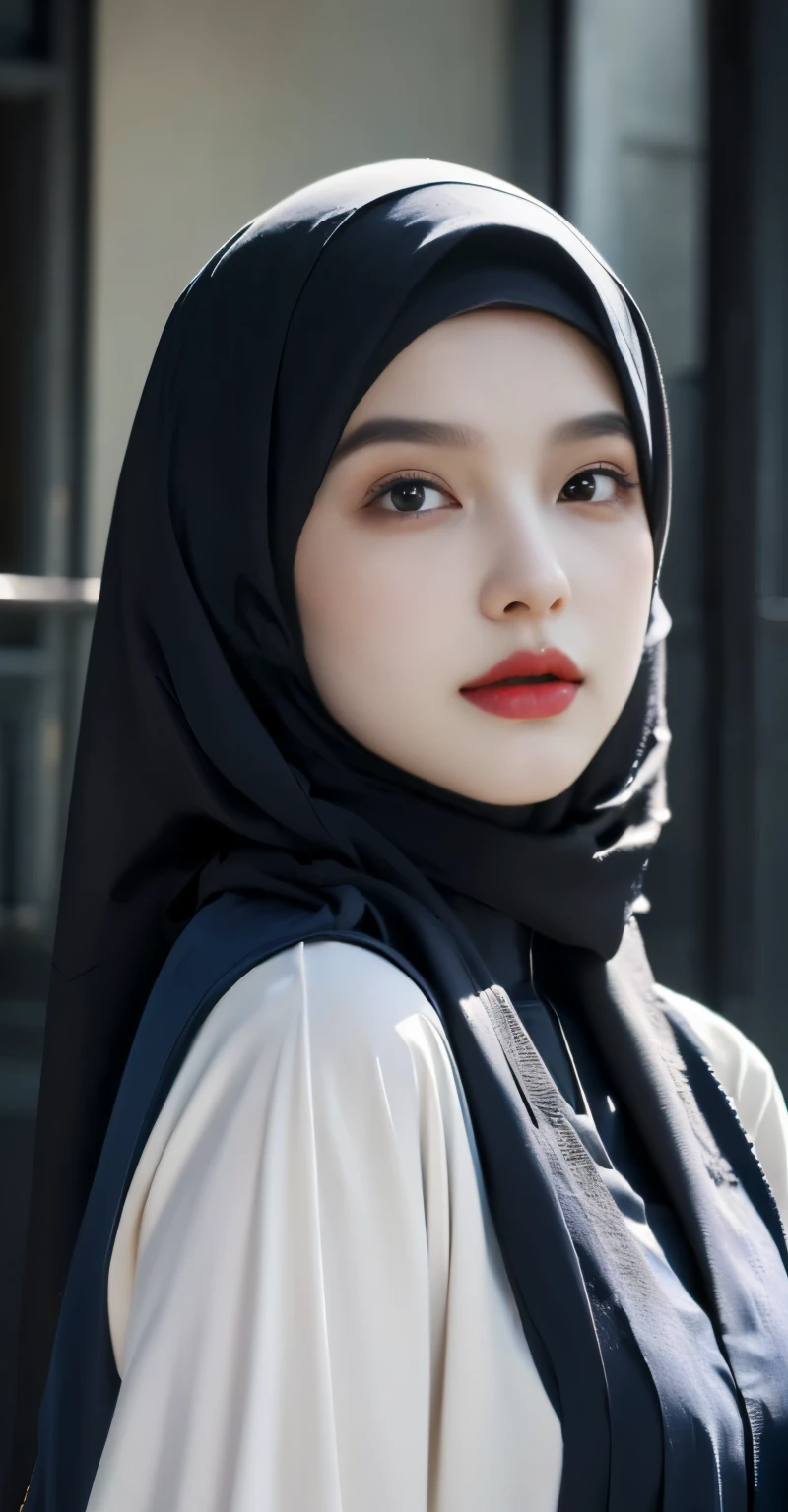 ((Best quality, 8k, Masterpiece)), photo of the same face, {Multiple people}, photo of the same face, backround people, (best quality,4k,8k,highres,masterpiece:1.2),(pasmina hijab korean beautiful), photo of the same face,(( full body photo )), ultra-detailed,eyes detailed, face beauty, face glow,detailed eyes, eyes korean,(realistic,photorealistic,photo-realistic:1.37), 17 years old girl, thin lips, small lips, red lips, beautiful small lips), big breasts, abaya, Pasmina hijab abaya,blue hijab pasmina,asian korean beautiful girl girl,book,( abaya blue ),book arab,erotic Asian korean Hijab