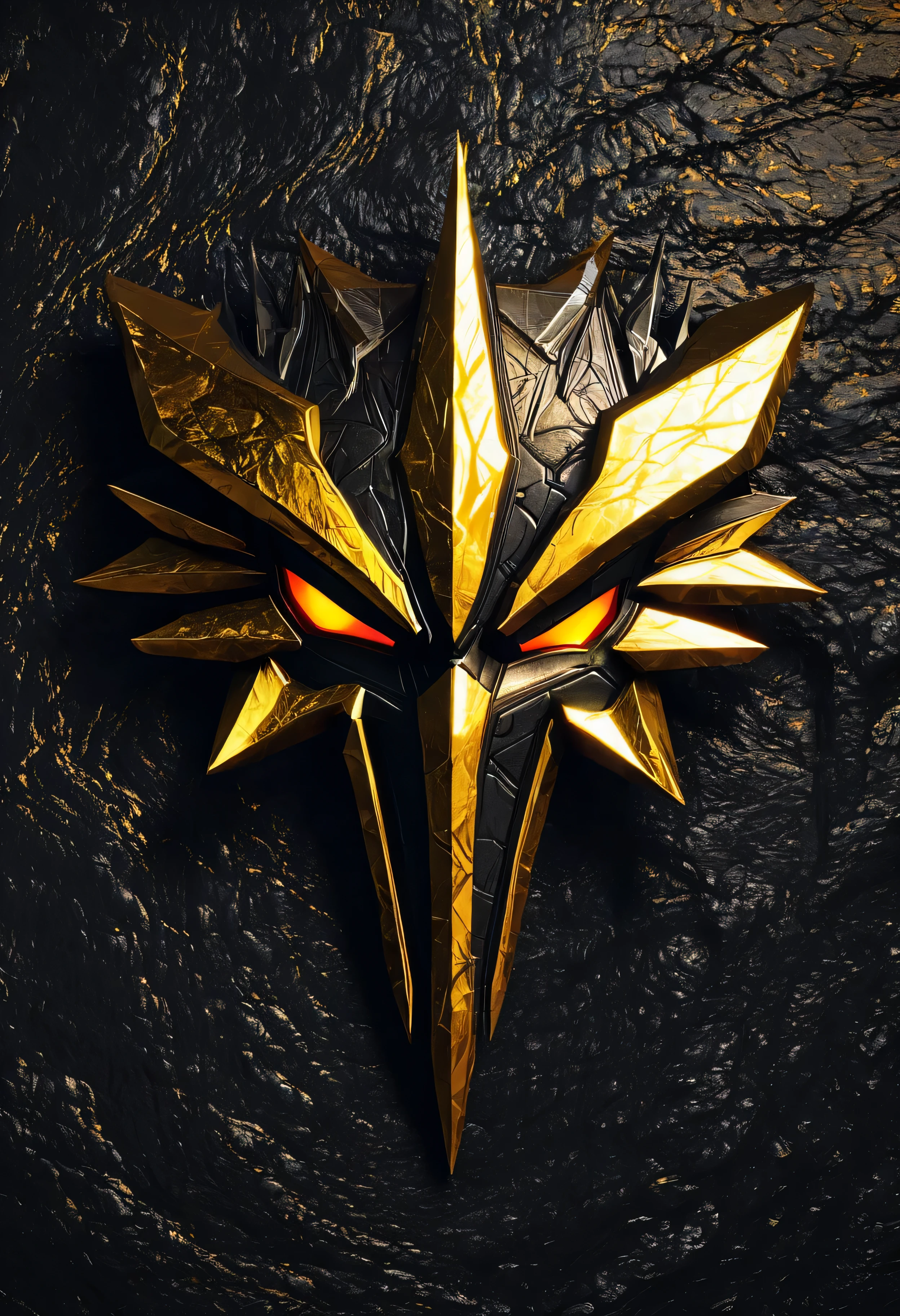 create a witcher logo with gold reflective texures