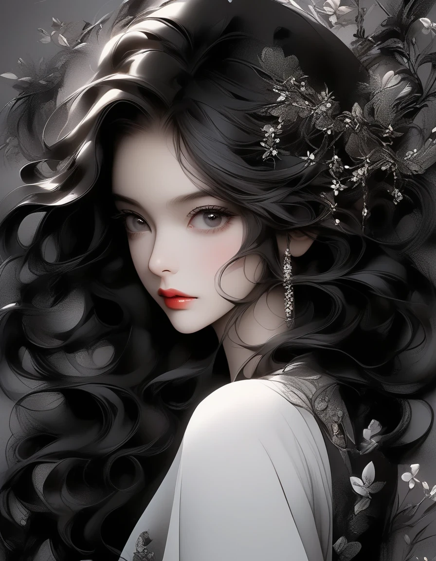 continuous art style, portrait, Beautiful detailed