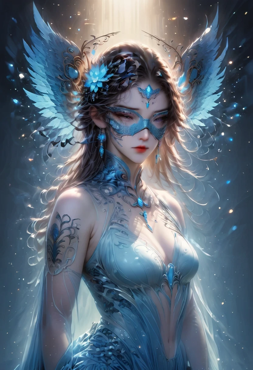 personal, white body, muscle, , Serious expression, frown ,(doctor clothing,, White mask, blue, white boots, black pattern: 1.2), wolf tail, wolf ears, ((broken to pieces)), (indoor: 1.35), incandescent indoor lighting, , shadow (particle, soft light, white glow): 1.3, white coat, anatomically correct, Simple background, cartoon, Warm colors, soft lines