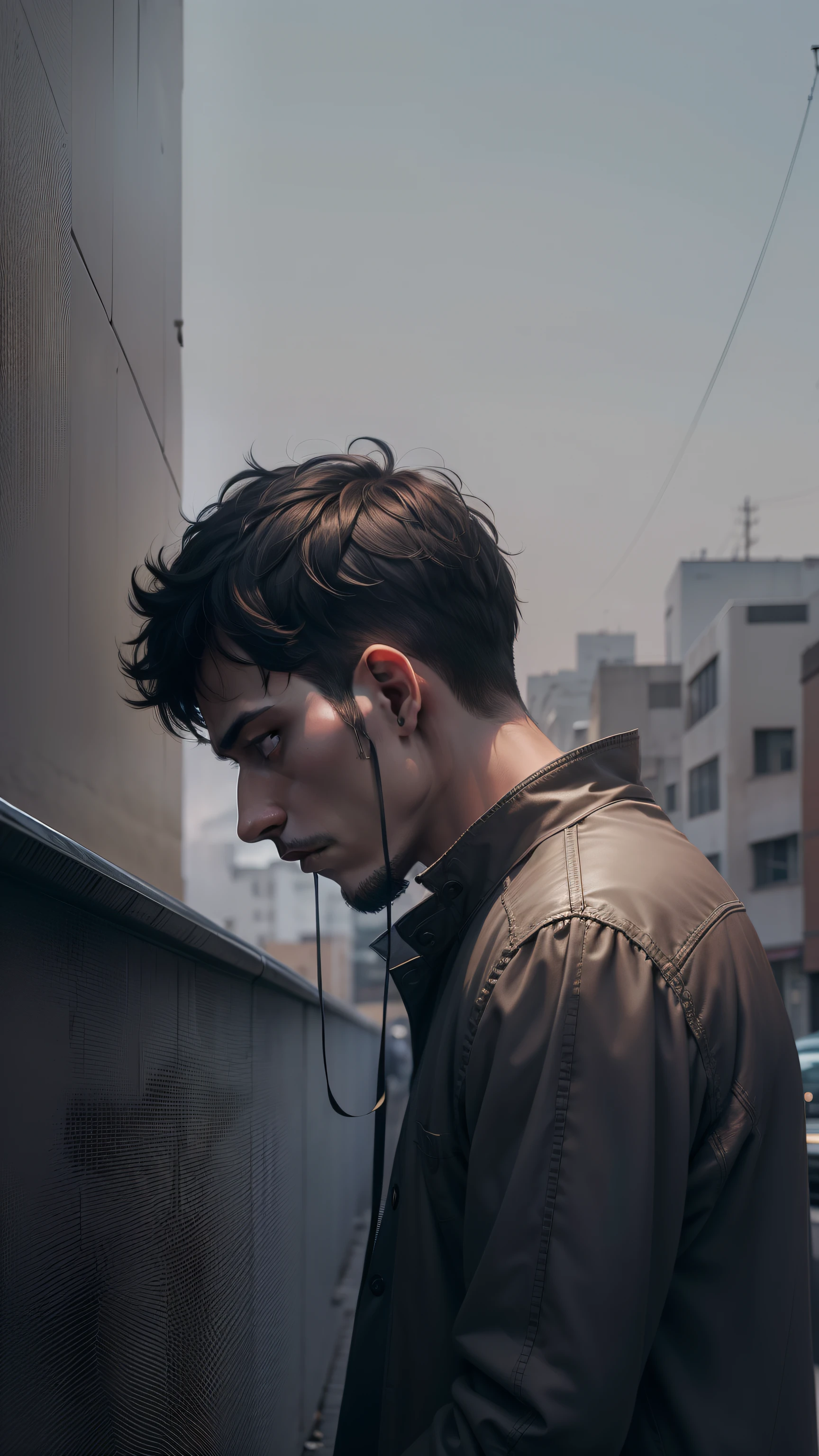 solitary Man, alone with depression, with no one in a sad environment